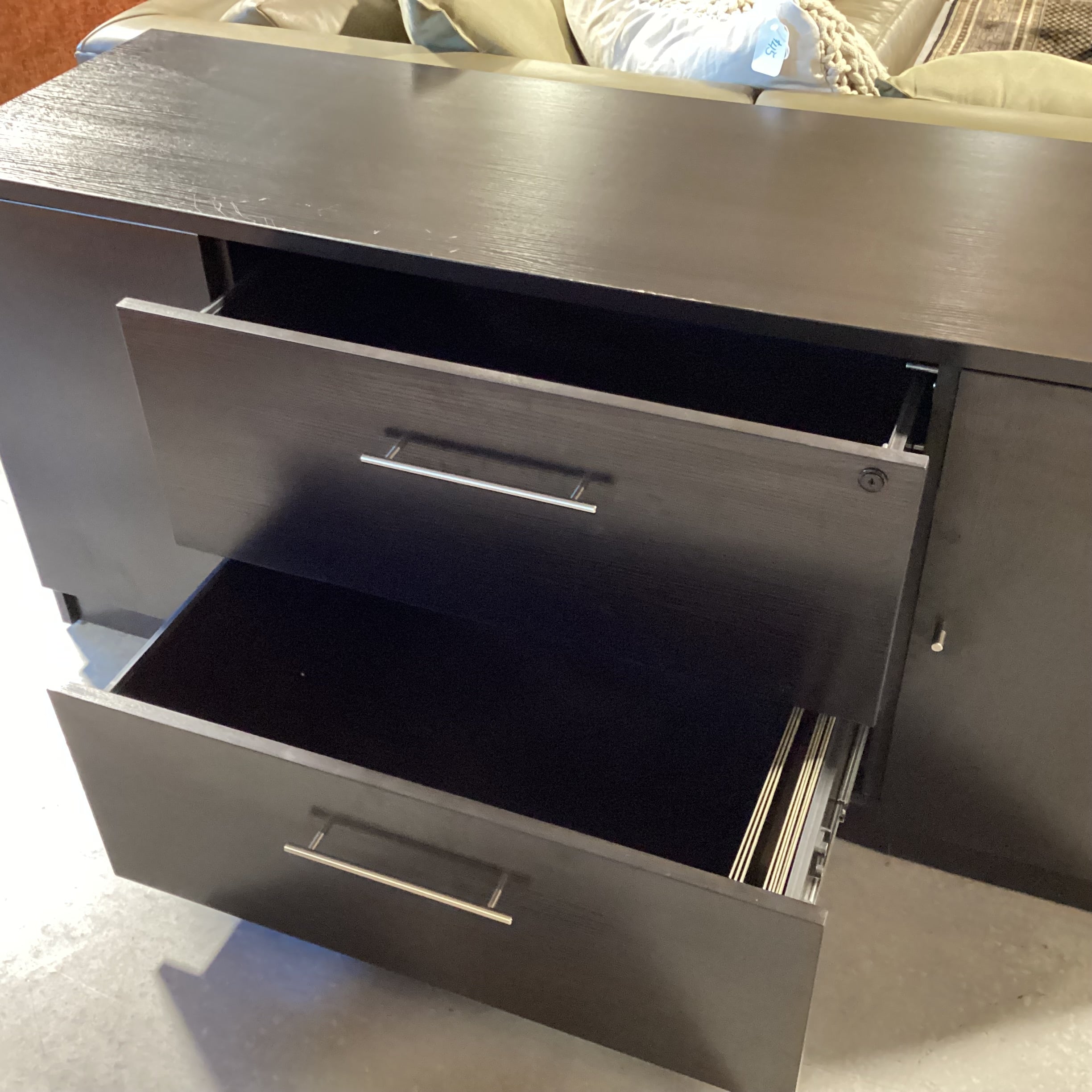 Dark Finish Wood Style Veneer 2 Door 2 Drawer Credenza 63"x 20"x 29"