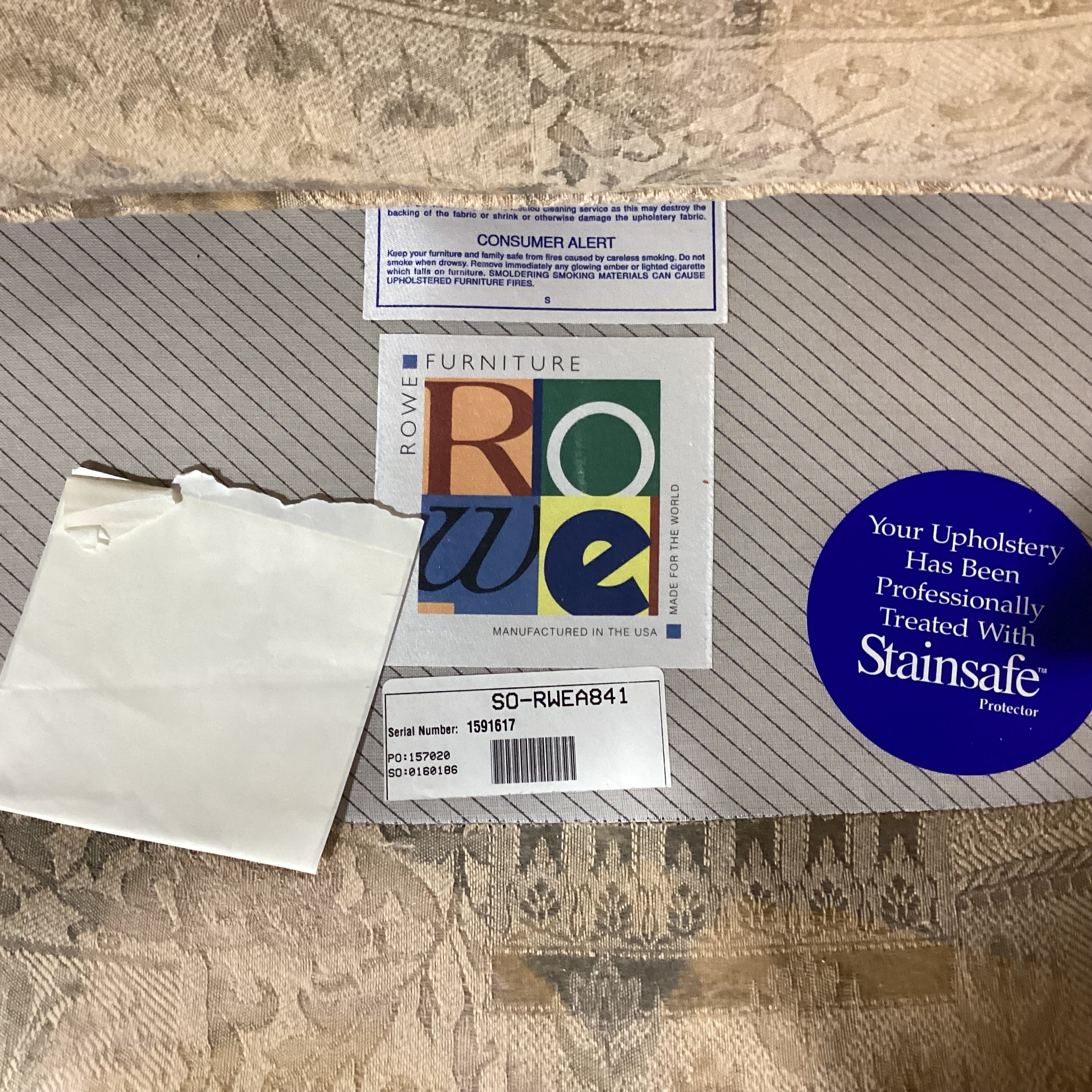 Rowe Furniture Cream Gold Grey Multi Design Swivel Rock Chair 33"x 34"x 33"