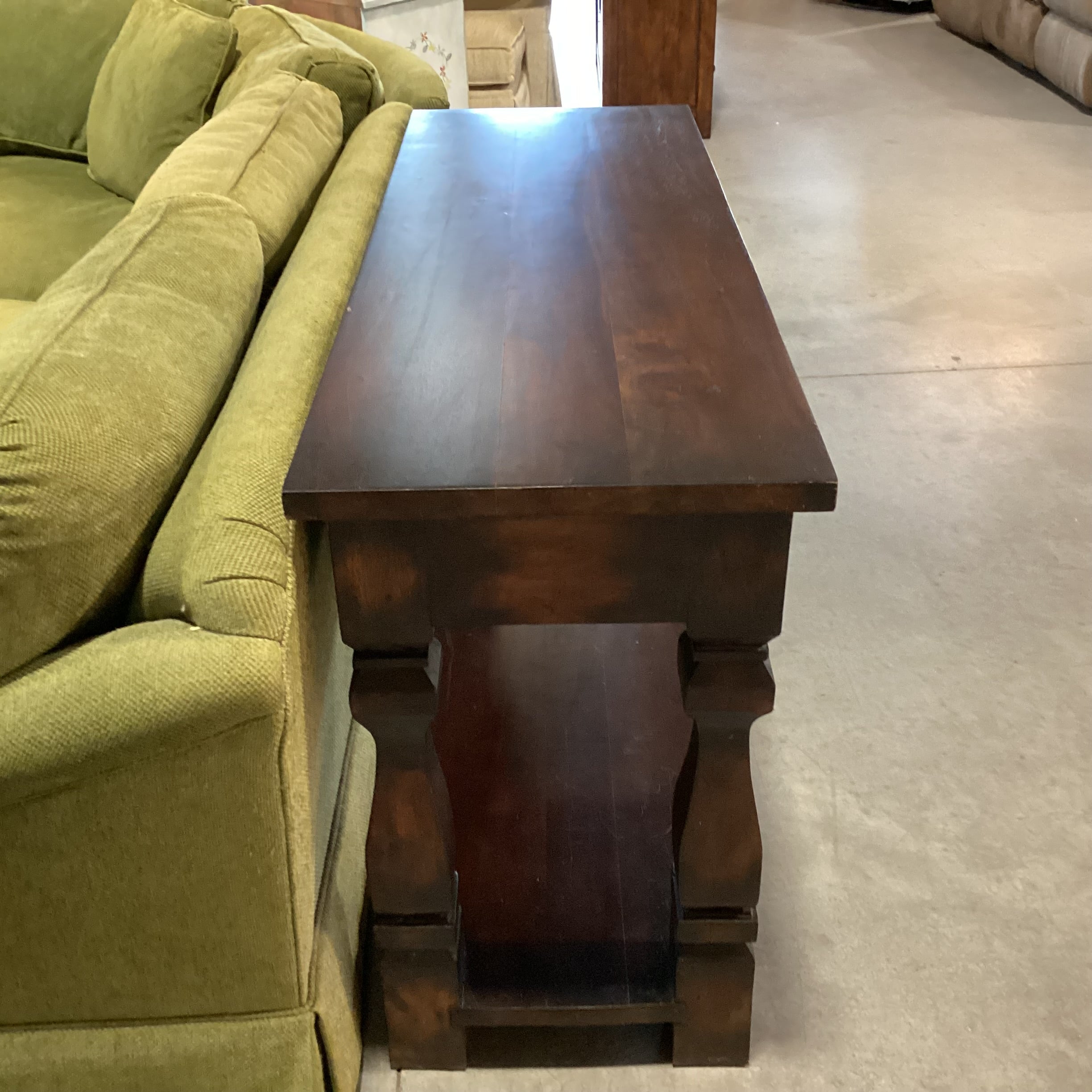 Solid Dark Finish Wood Carved Legs 2 Drawer & Bottom Shelf Console Sofa Table 52"x 18"x 30"