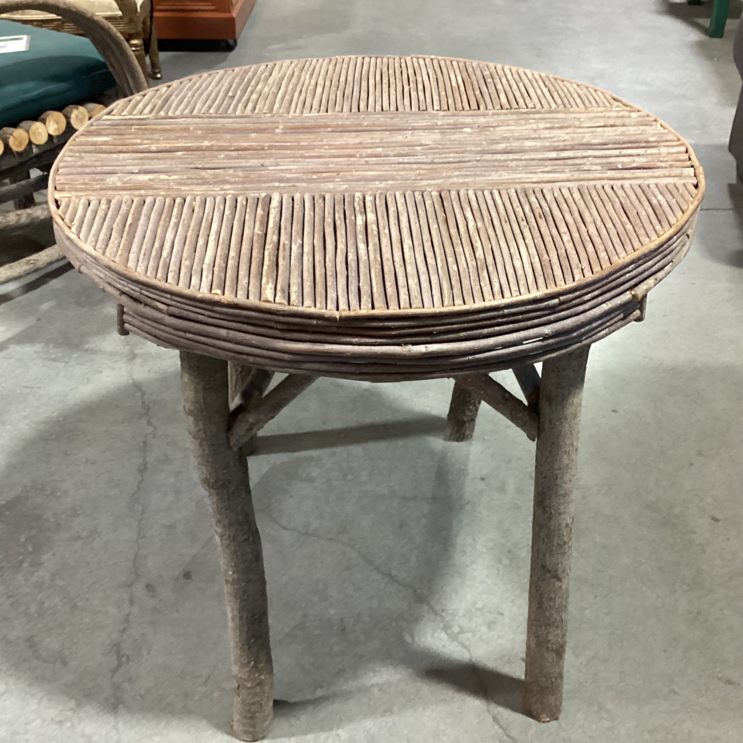 Round Log & Branch Rustic Accent Table