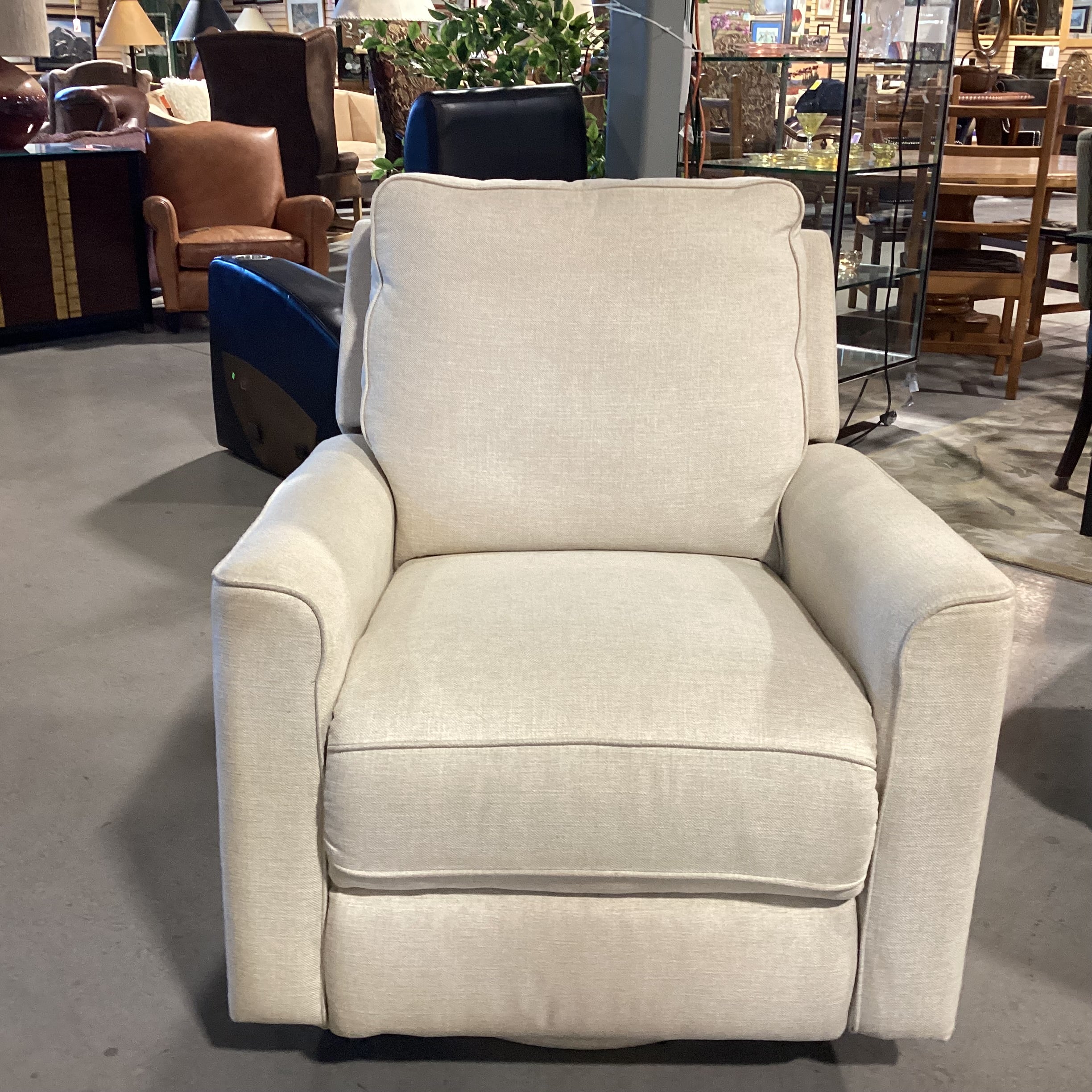 Cream Woven Swivel Recliner Chair 32"x 33" to 62"x 39"