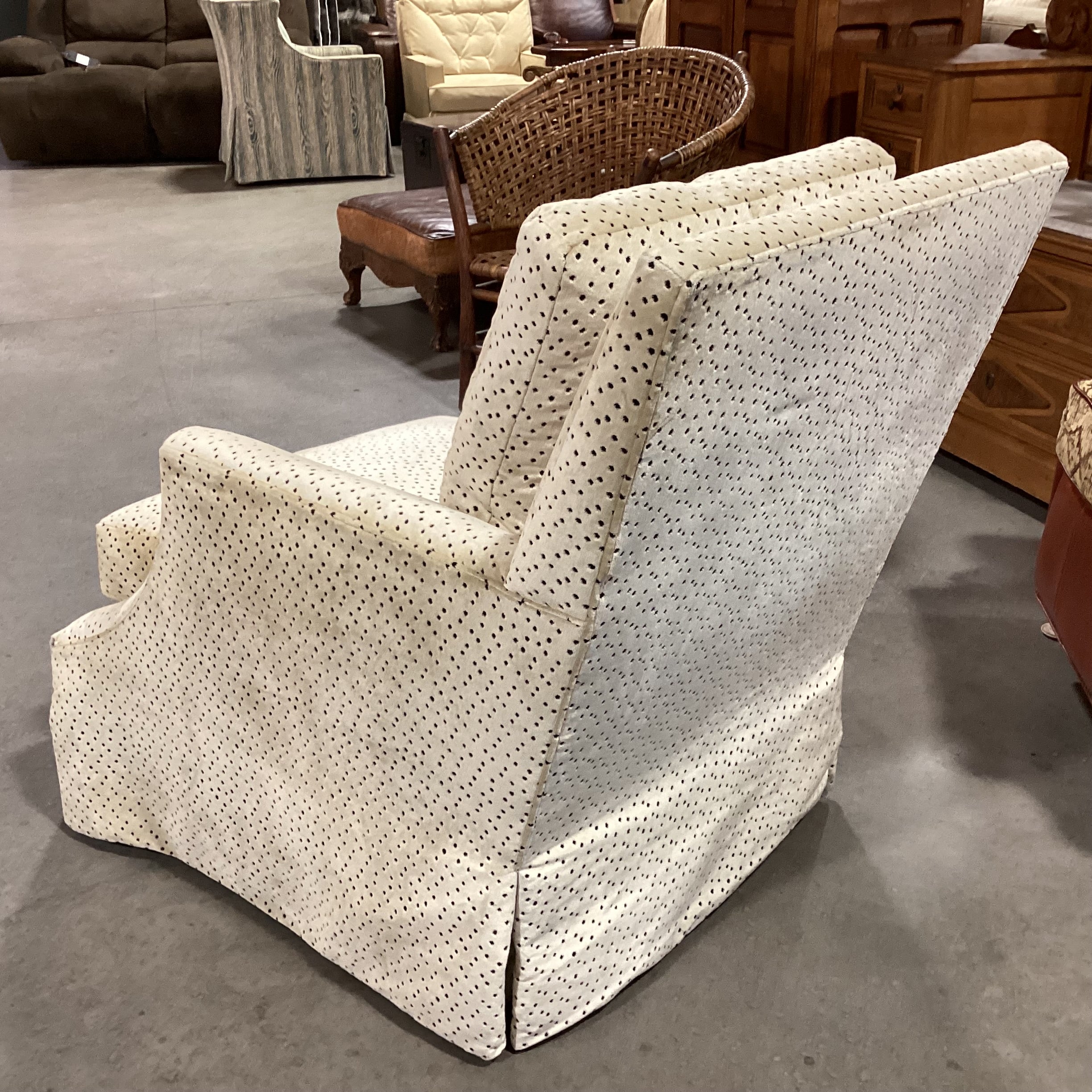 Lee Industries Custom Velvet Cream & Black Cheetah Print Chair 33"x 39"x 38"