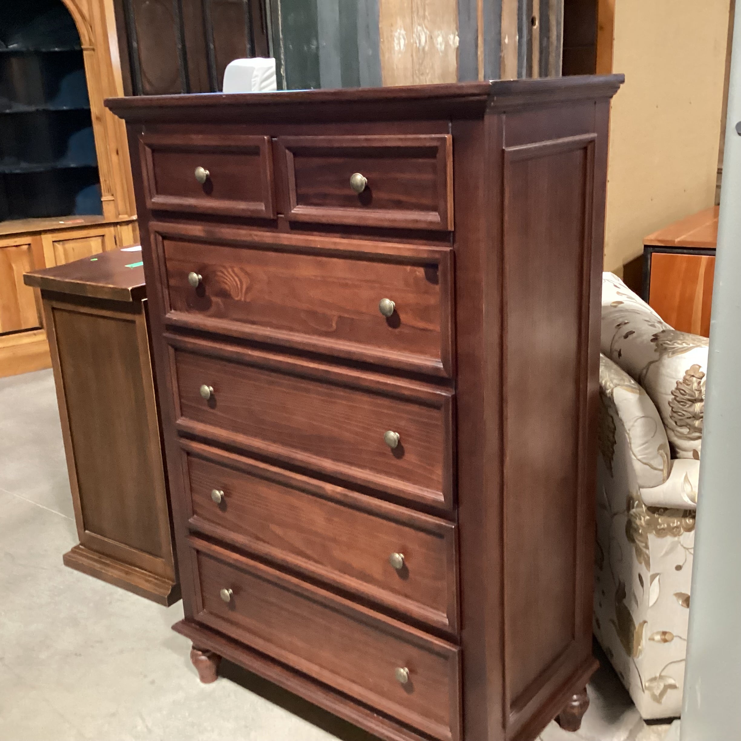 Ballard Designs Made in Brazil Dark Finish Wood 6 Drawer Chest 36.5"x 18"x 56"