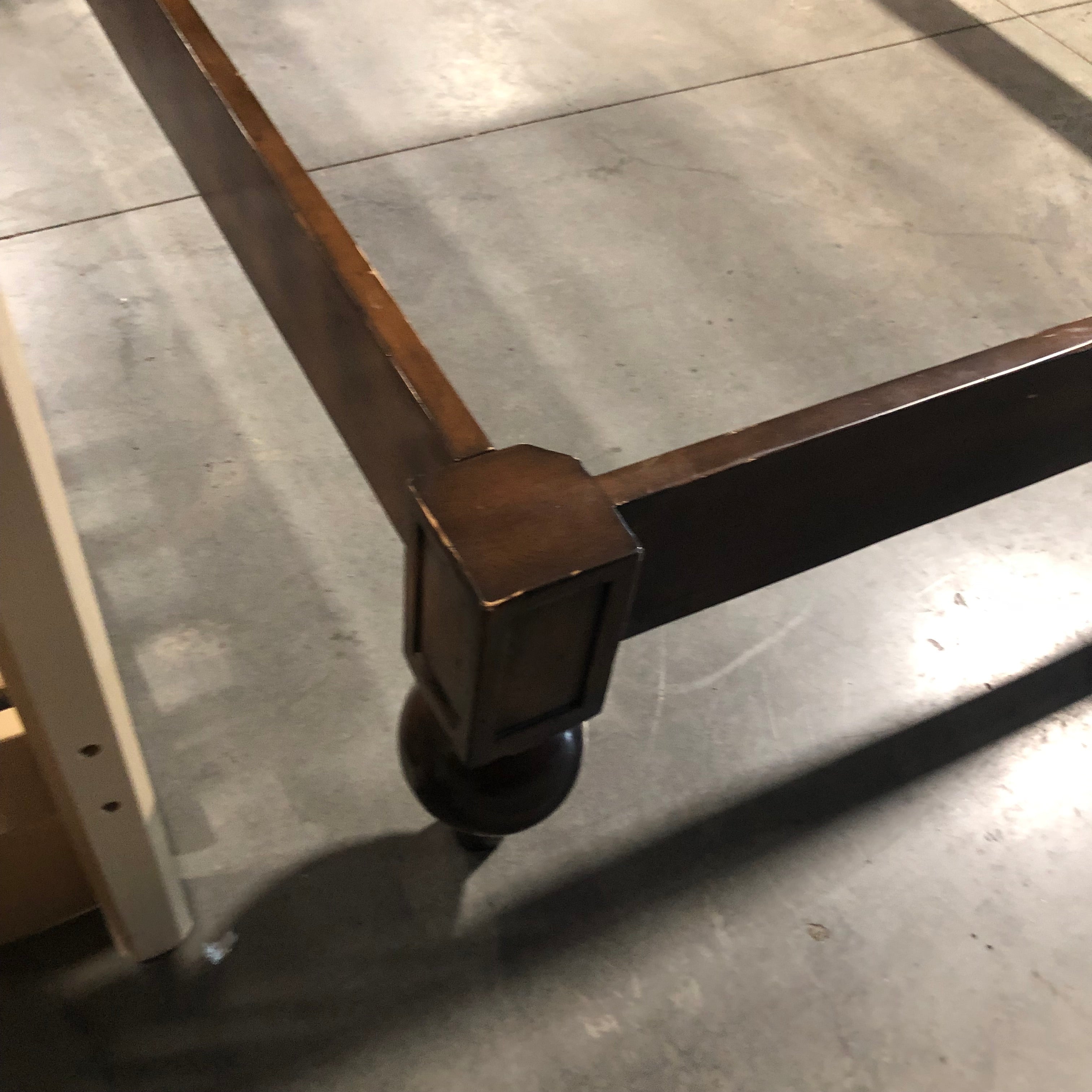 Solid Dark Finish Wood with linen Head Board Bed Set 84.5"x 87.5"x 78"