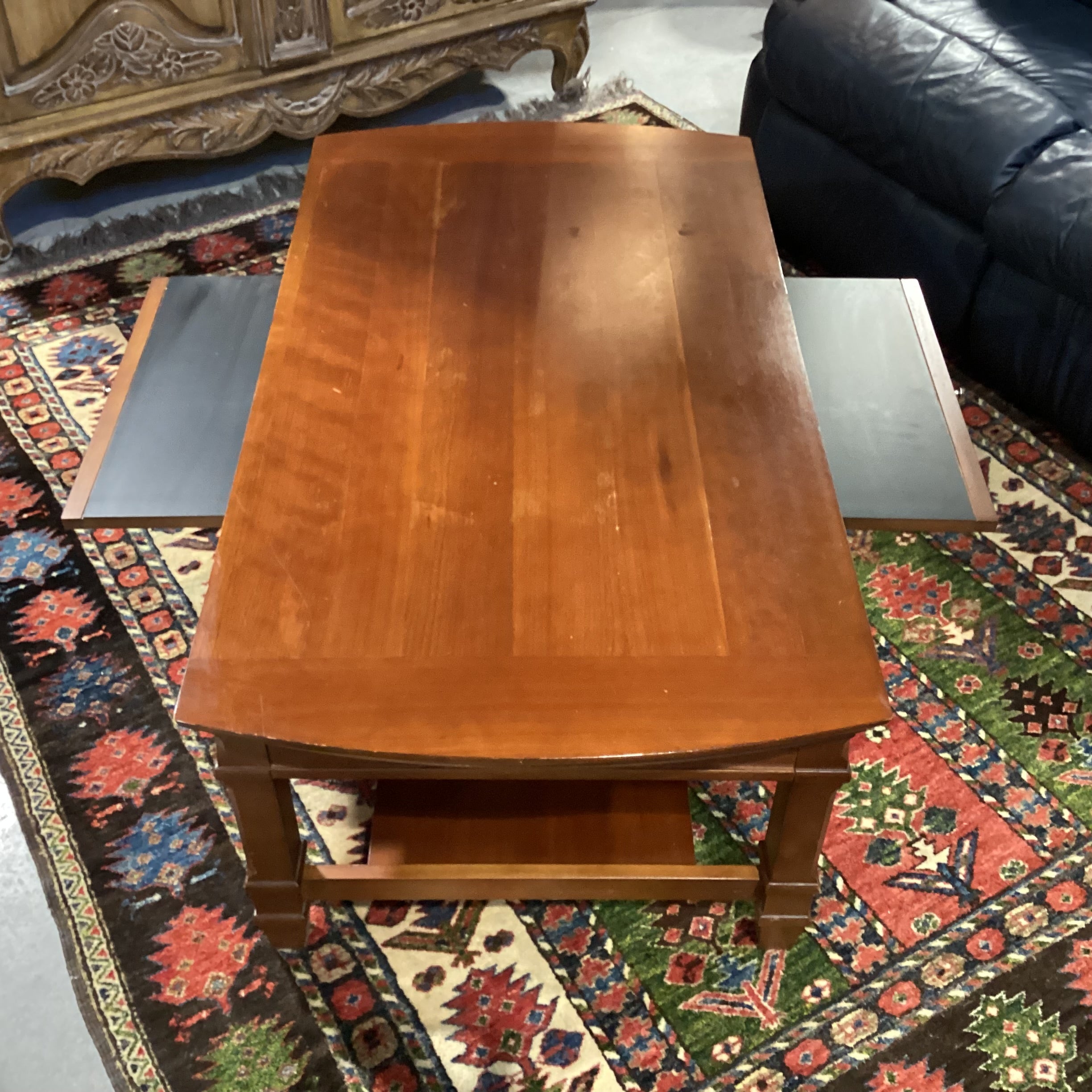 Finished Wood with 2 Pullouts & Bottom Shelf Coffee Table 50"x 27.5"x 19.5"