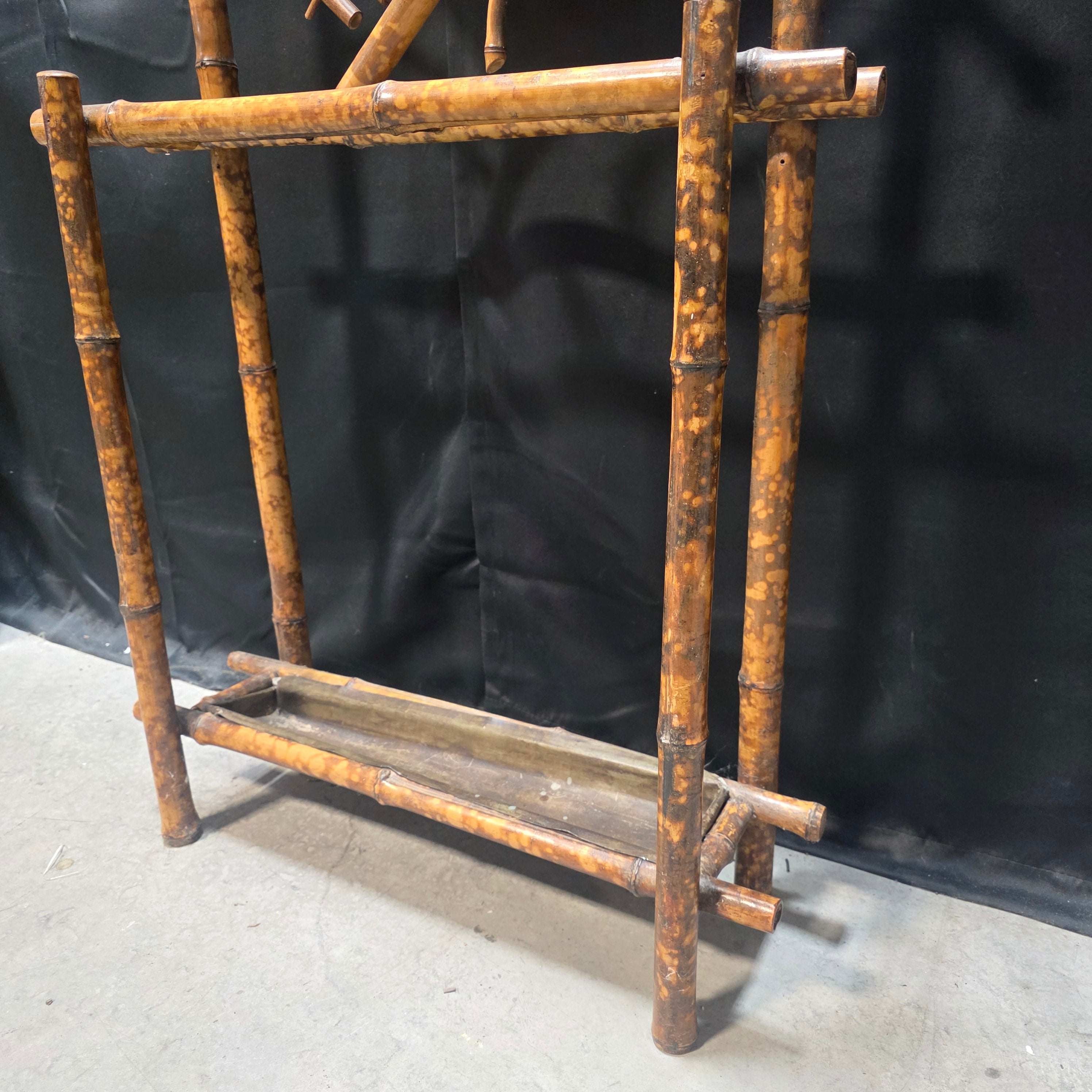Mid Century Japanese Bamboo Hall Tree 25.5"x7"x78"
