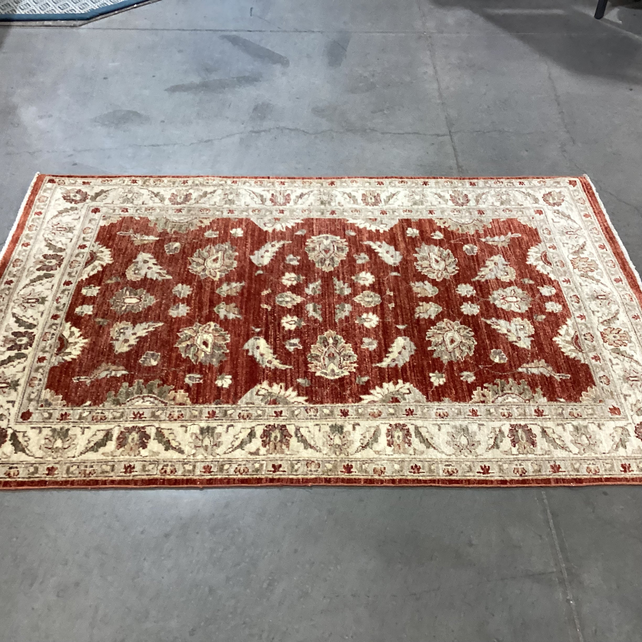 Afghan Oushak Rust & Cream Handwoven Wool Rug 4'2"x 6'4"