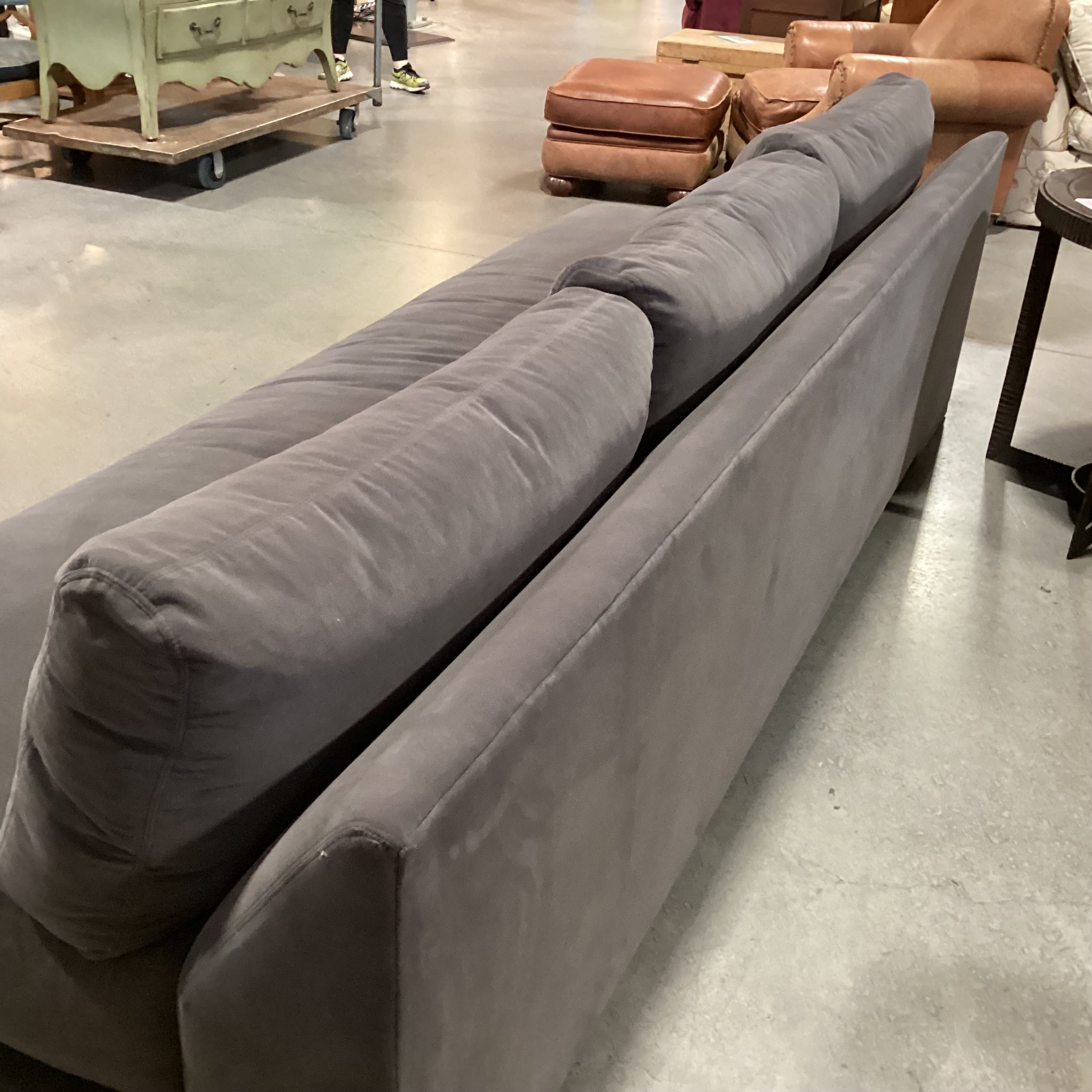 Verellen Grey Velvet & Down Modern Armless Sofa 110"x 42"x 30"