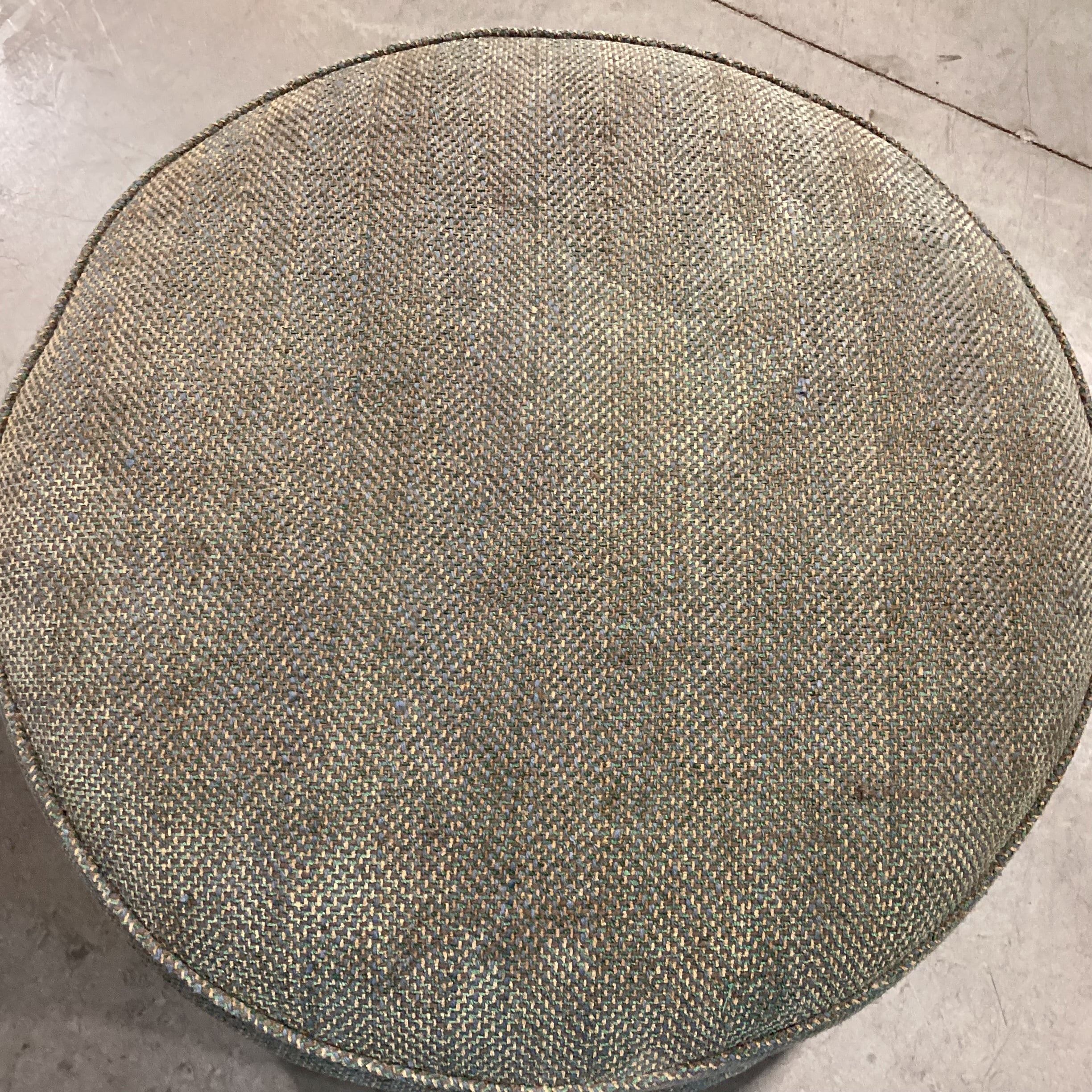 D Langston Green Multi Woven with Tailored Skirt Round Ottoman 32" Diameter x 17"