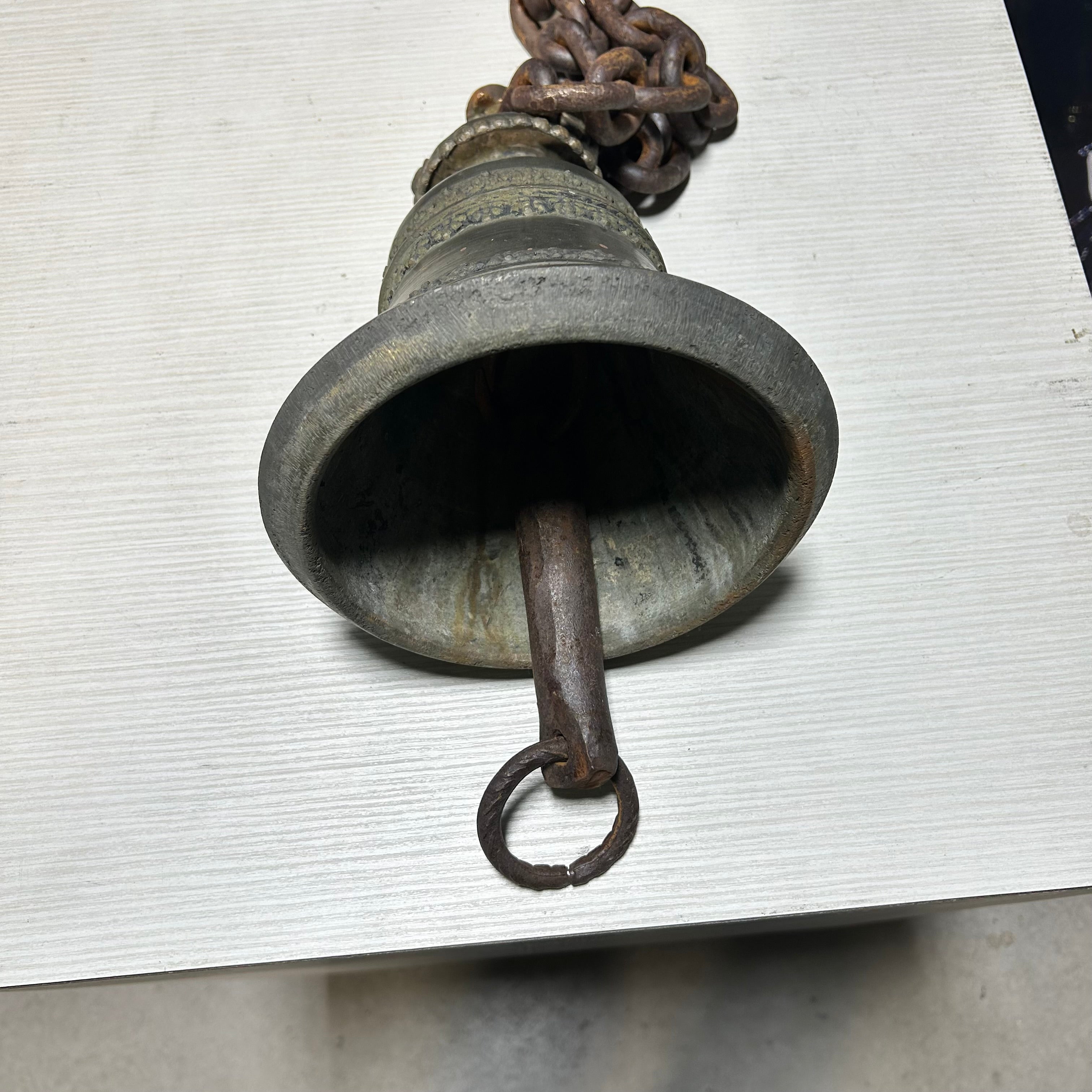 Antique Brass Temple Bell 7.5"x 15"
