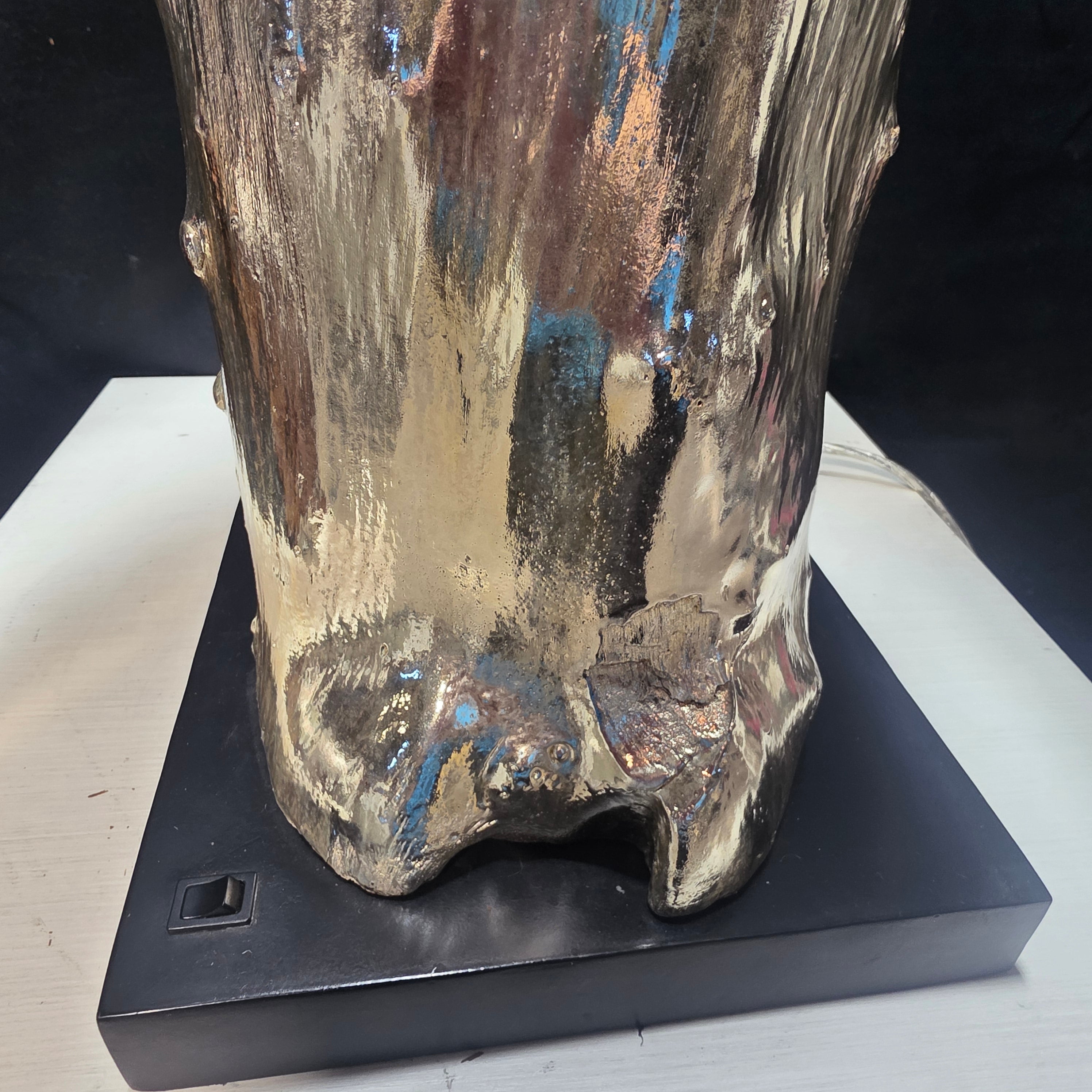 Organic Silver Tree Stump Table Lamp with Plug In Feature 10"x10"x32"