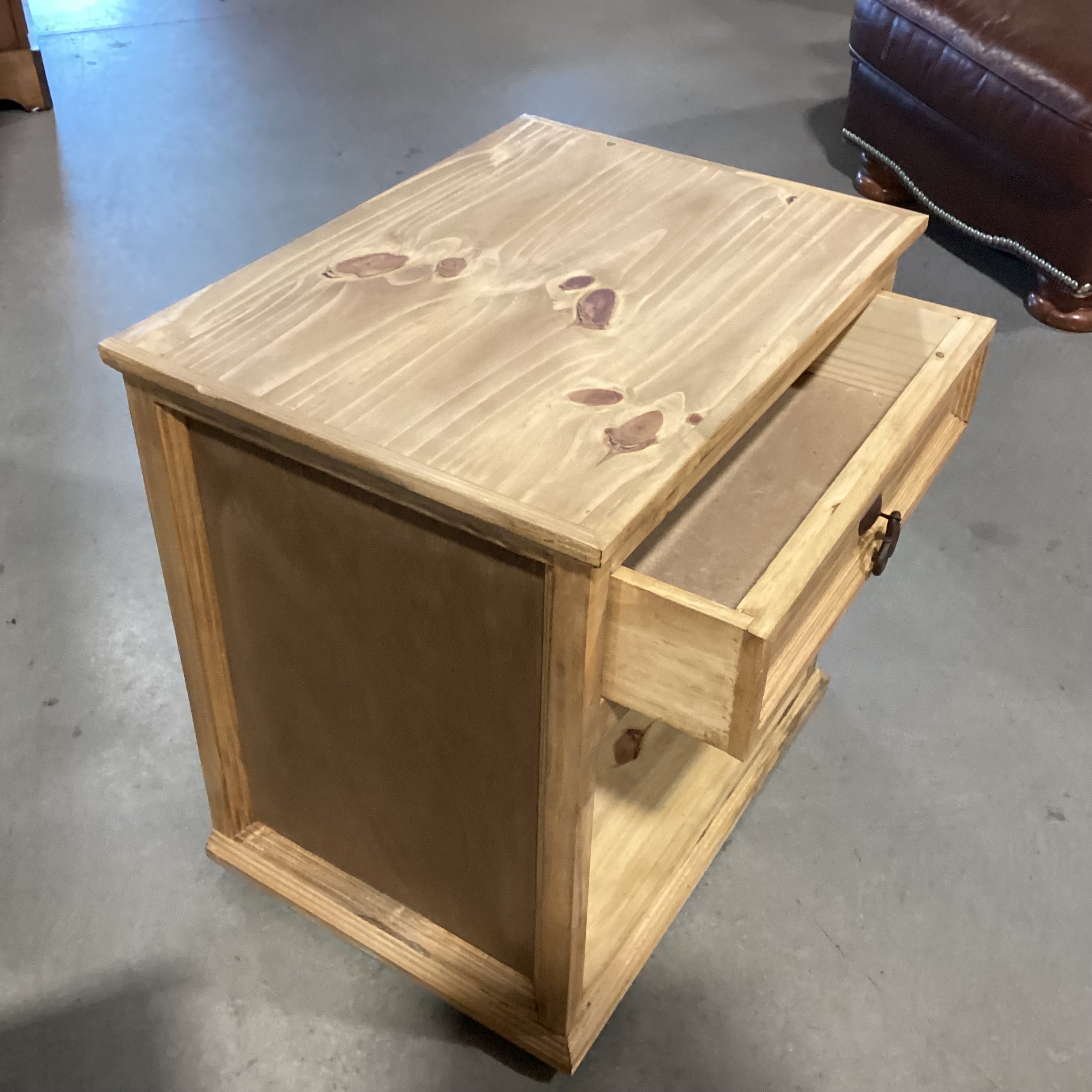 Rustic Pine 1 Drawer Open Cubby End Table 23.5"x 17.5"x 23.5"