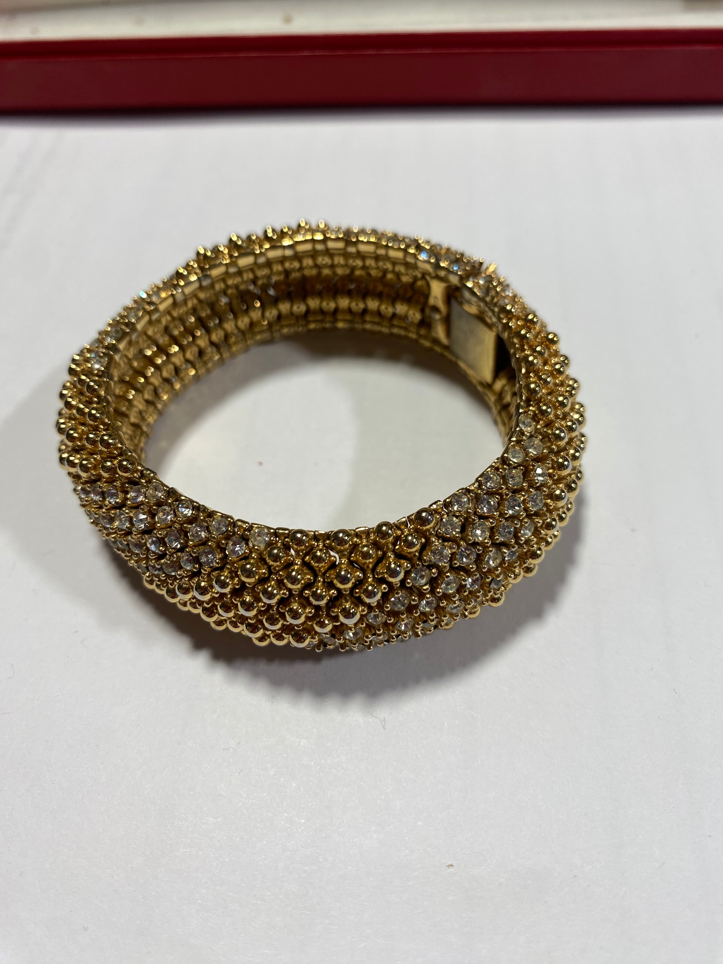 Ciner Vintage 1960's Gold Plated Crystal Bracelet 7.25"x 1"