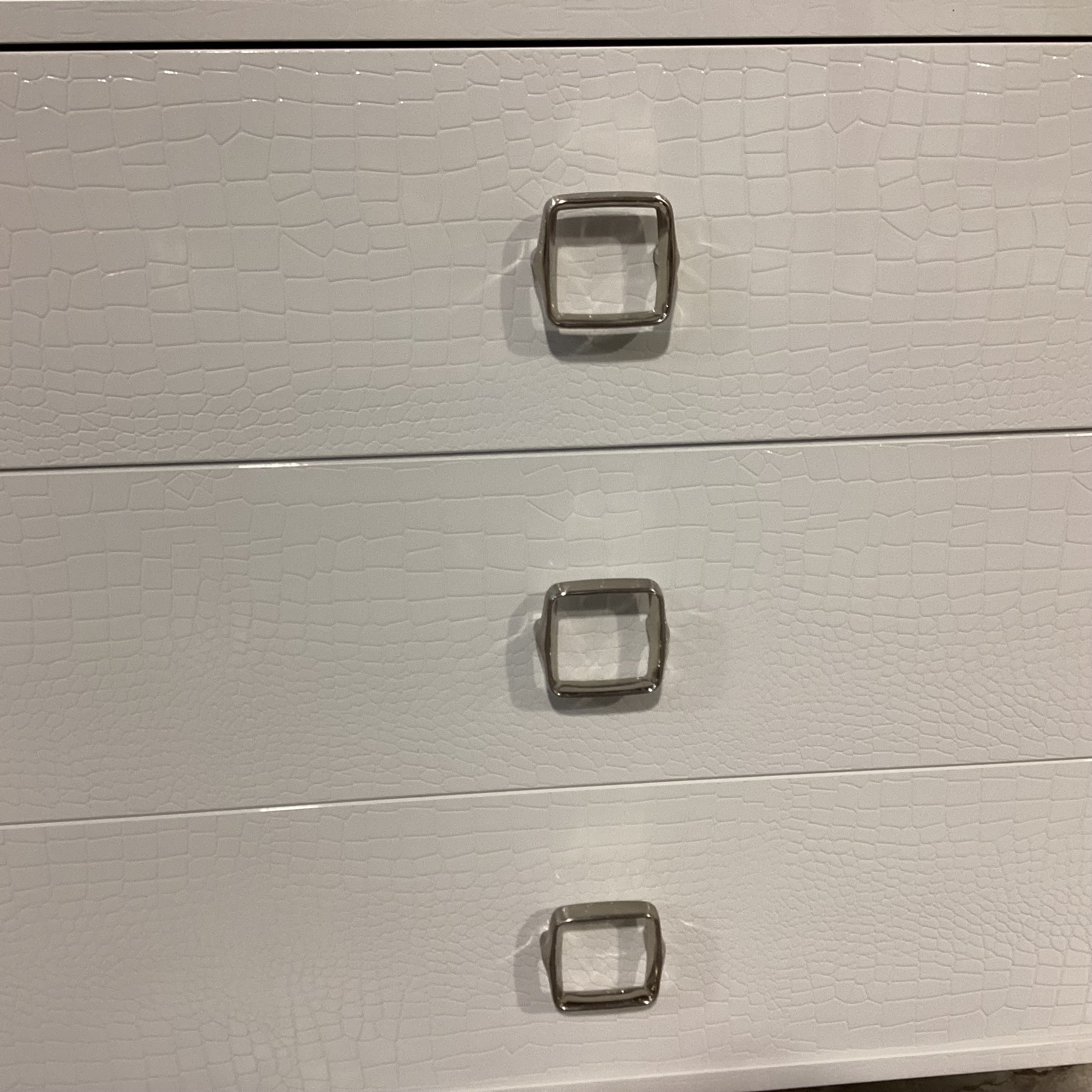 A&X Casa Milano White Croc Style Faux Leather 6 Drawer Dresser 63"x 19"x 26.5"