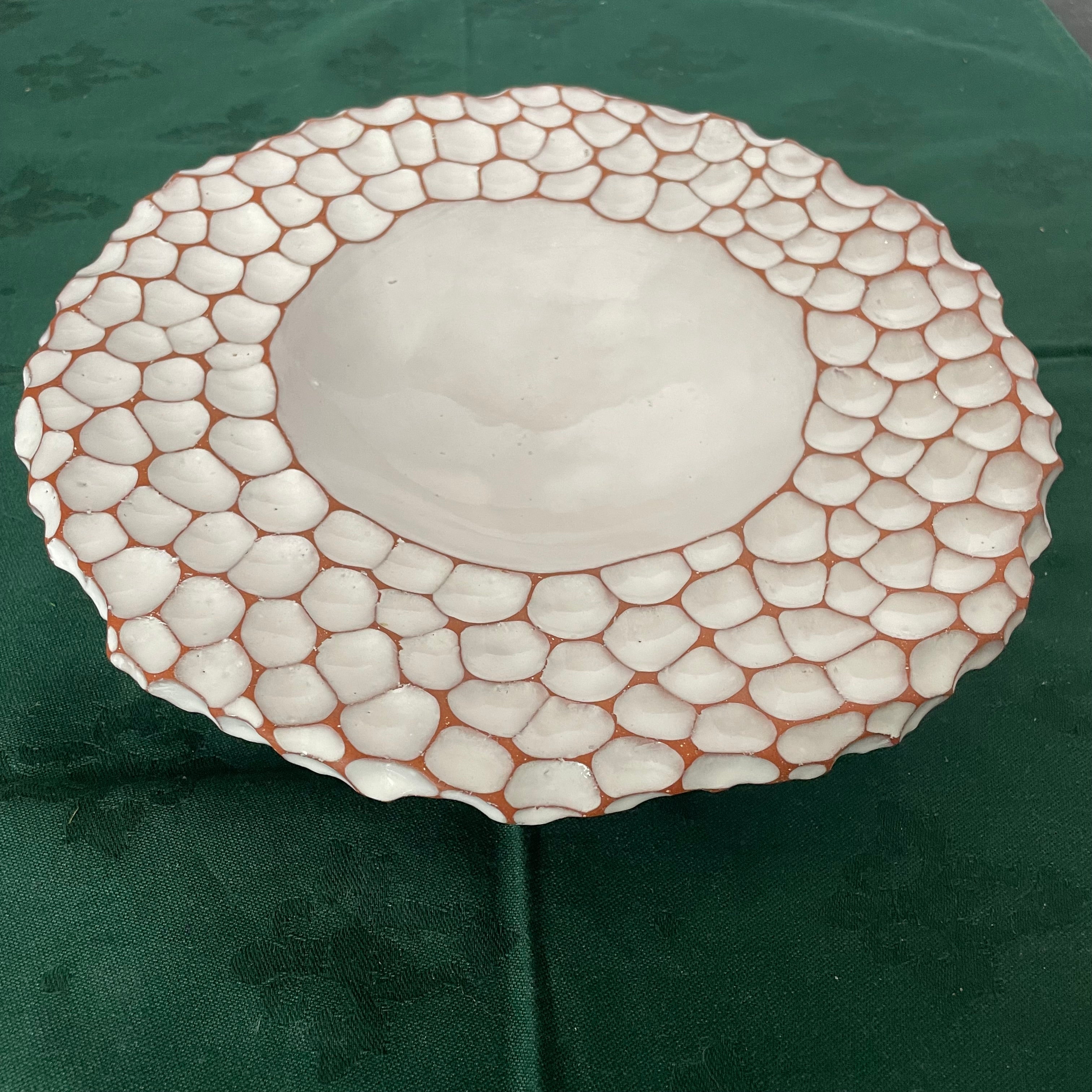 Vintage "Bubble Art" Pottery Bowl, Signed by Brad Miller, 10" x  2"