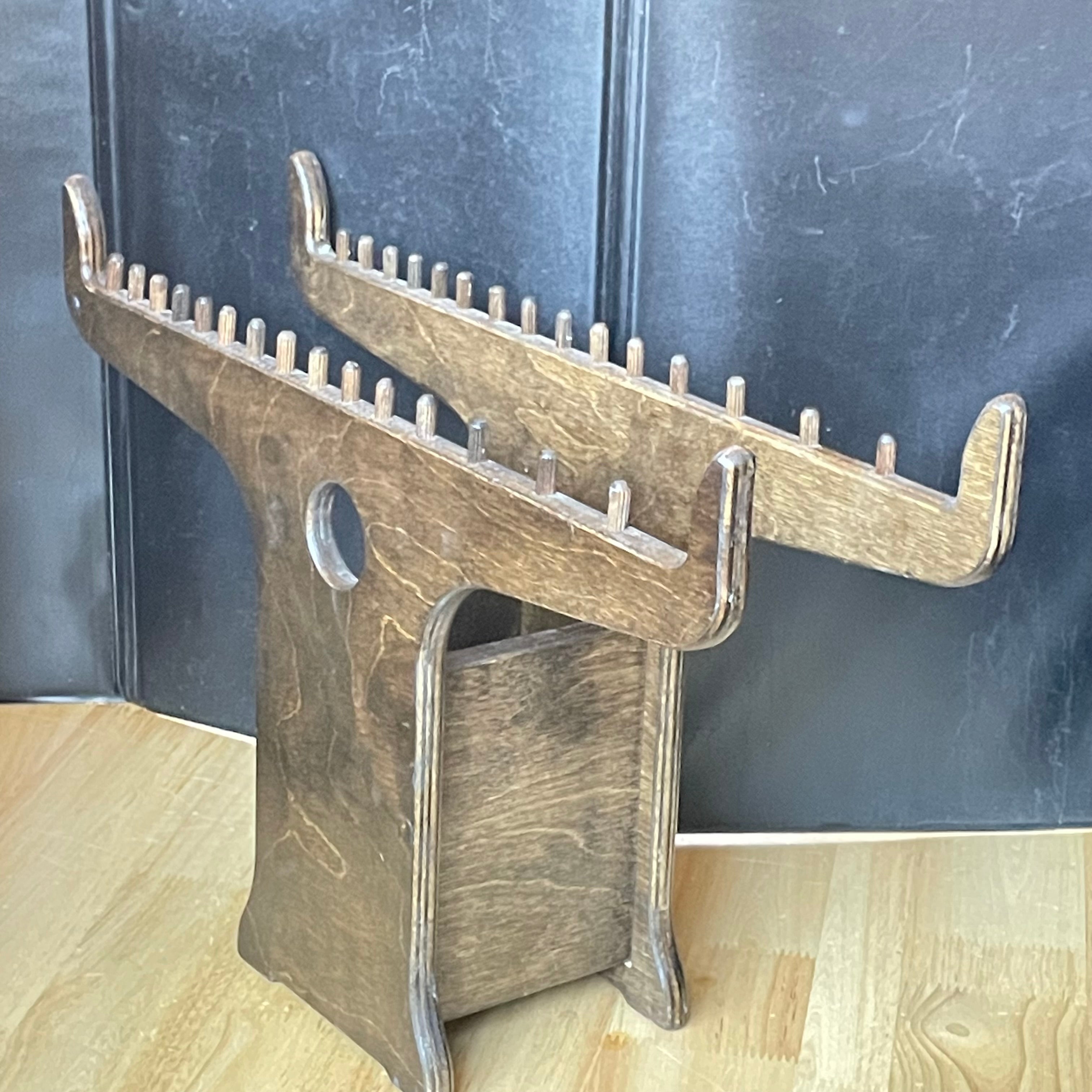 Vintage Handcrafted Geneva Wood Brush Holder, 16"x 4.5"x 11"