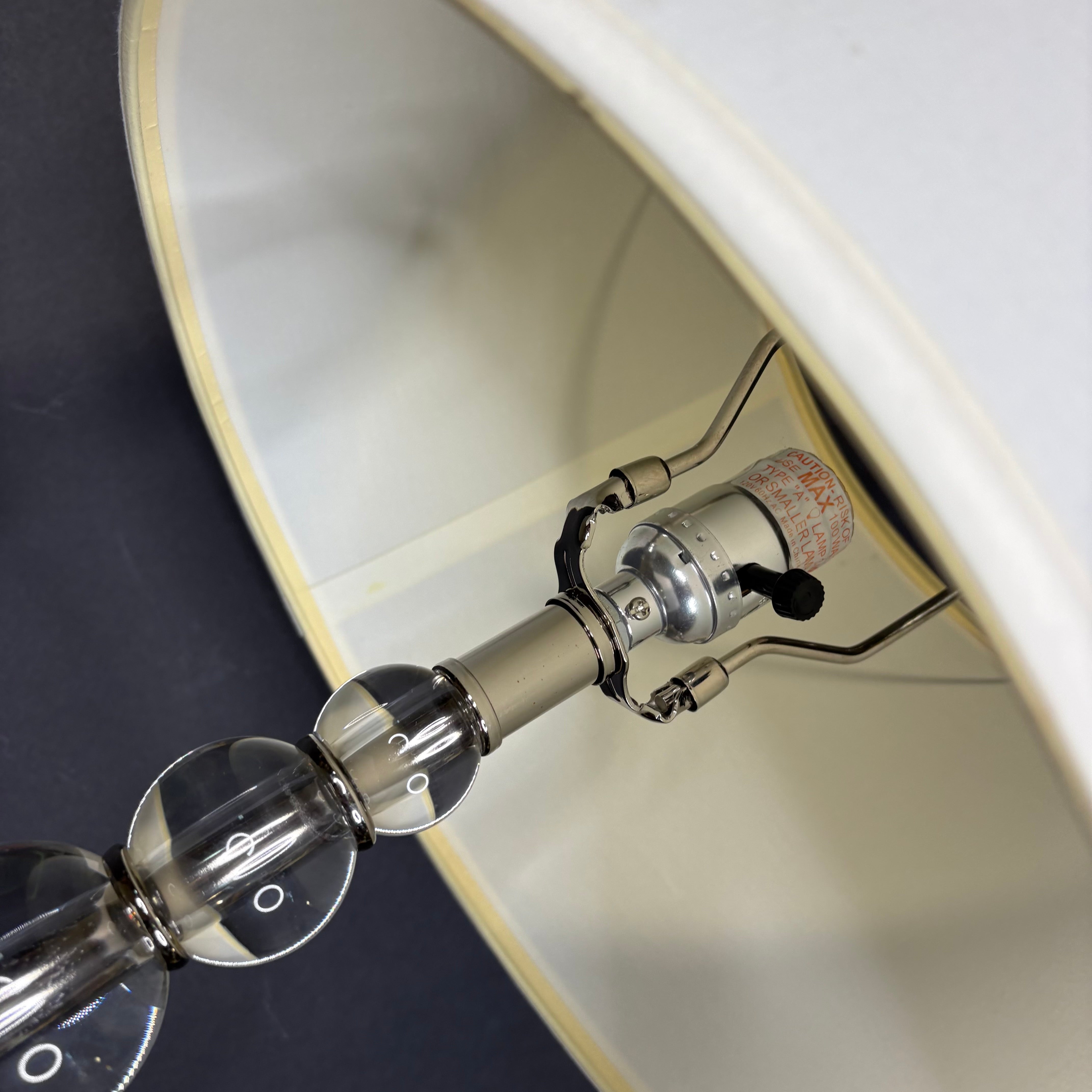 Modern Lucite Stacked Sphere with Shade Table Lamp 14” Diameter @ Shade x 28”