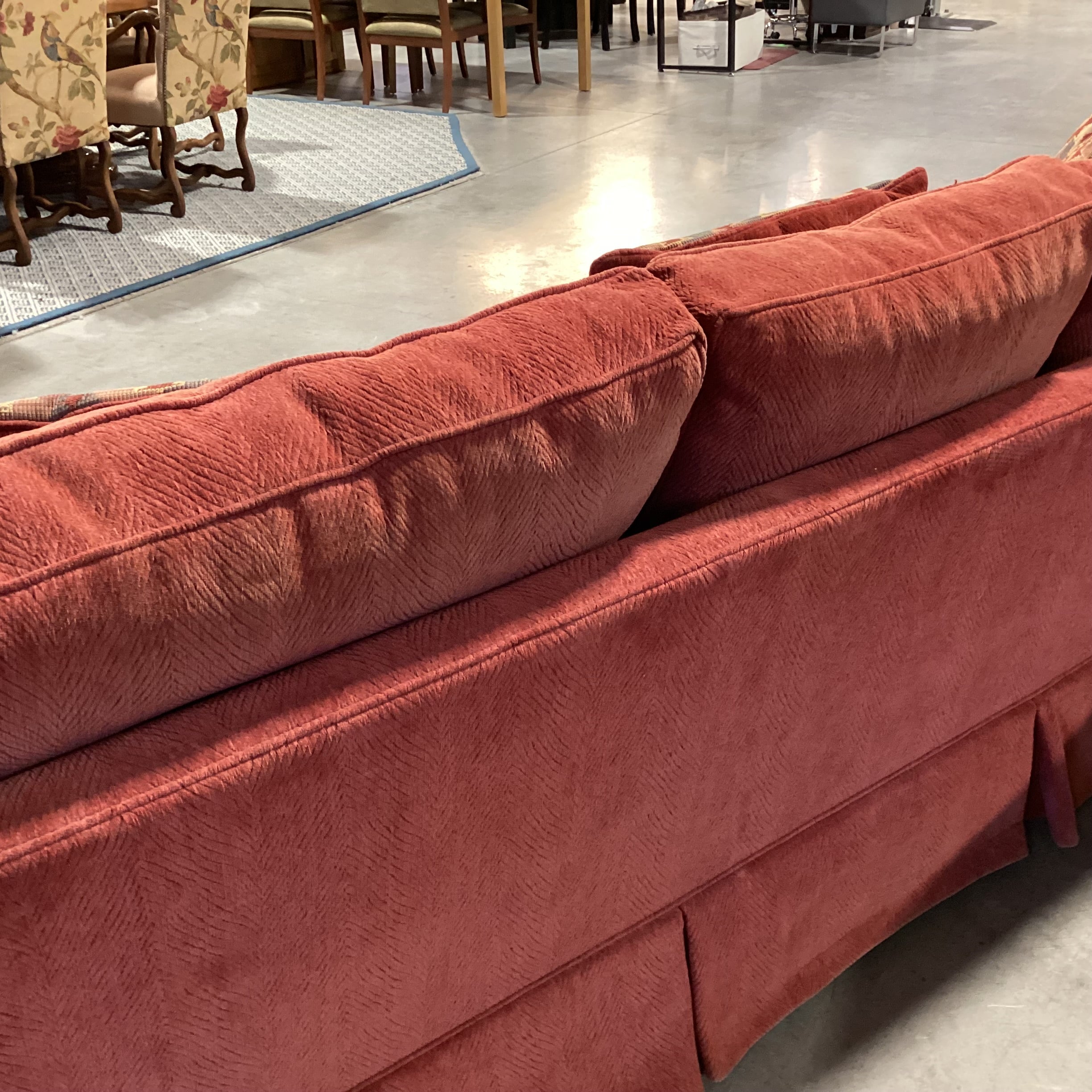 Henredon Custom Folio Collection Red Woven Chenille Sofa 91"x 40"x 29"