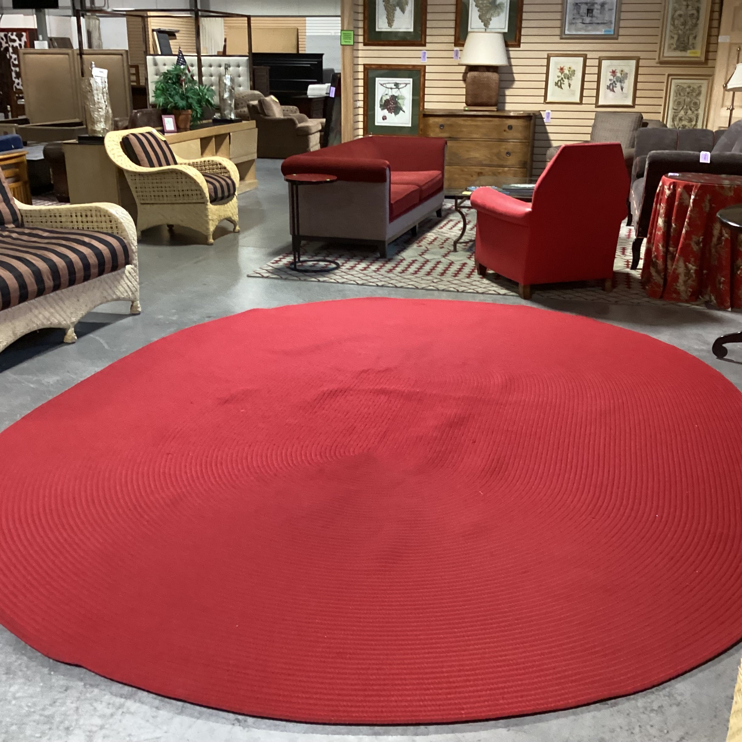 Oval Red Braided Woven Rug 10'x 13'