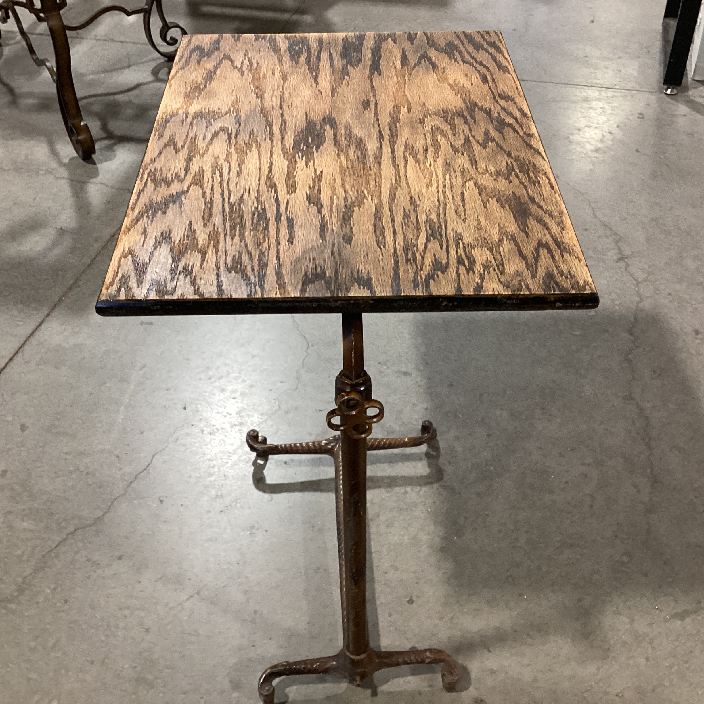 Vintage Antique Ornate Iron Adjustable Height Tray Style Accent Table 26"x 18"x 27" to 36"