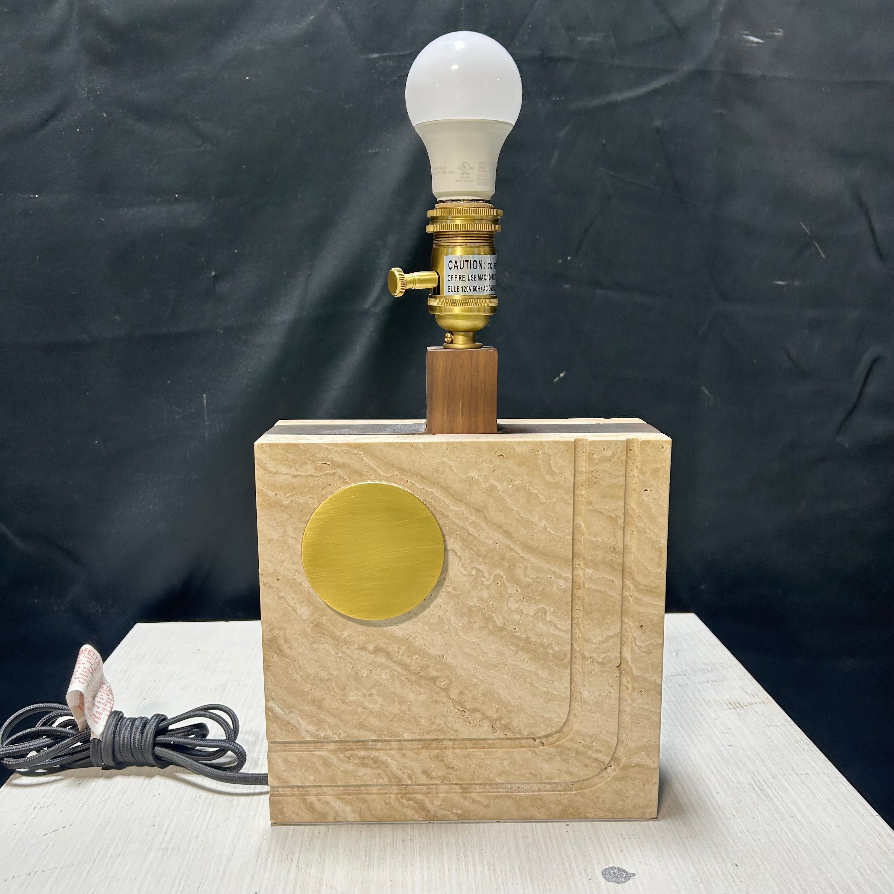 Jonathan Adler Topanga wood & Stone Table Lamp 8"x 3"x 13"