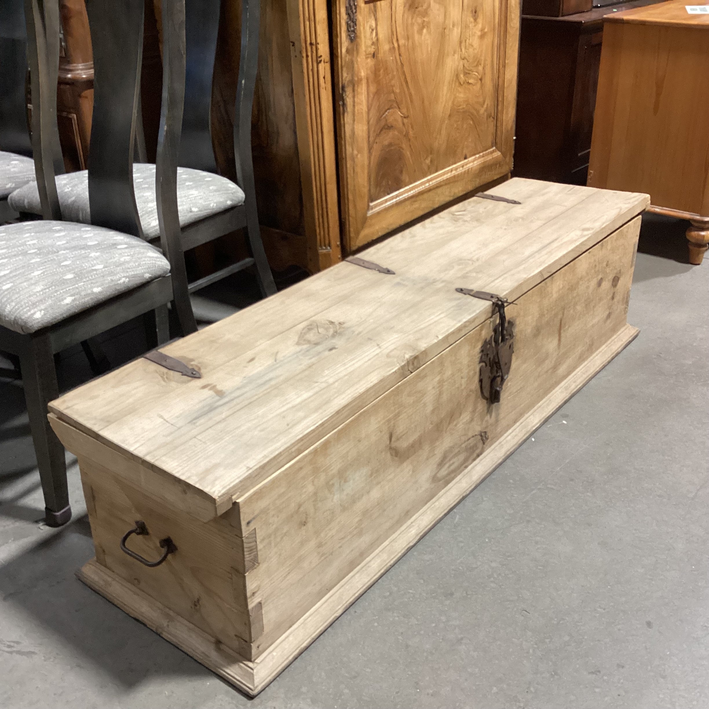 Natural Rustic Pine with Iron Accent Trunk 63"x 18.5"x 16"