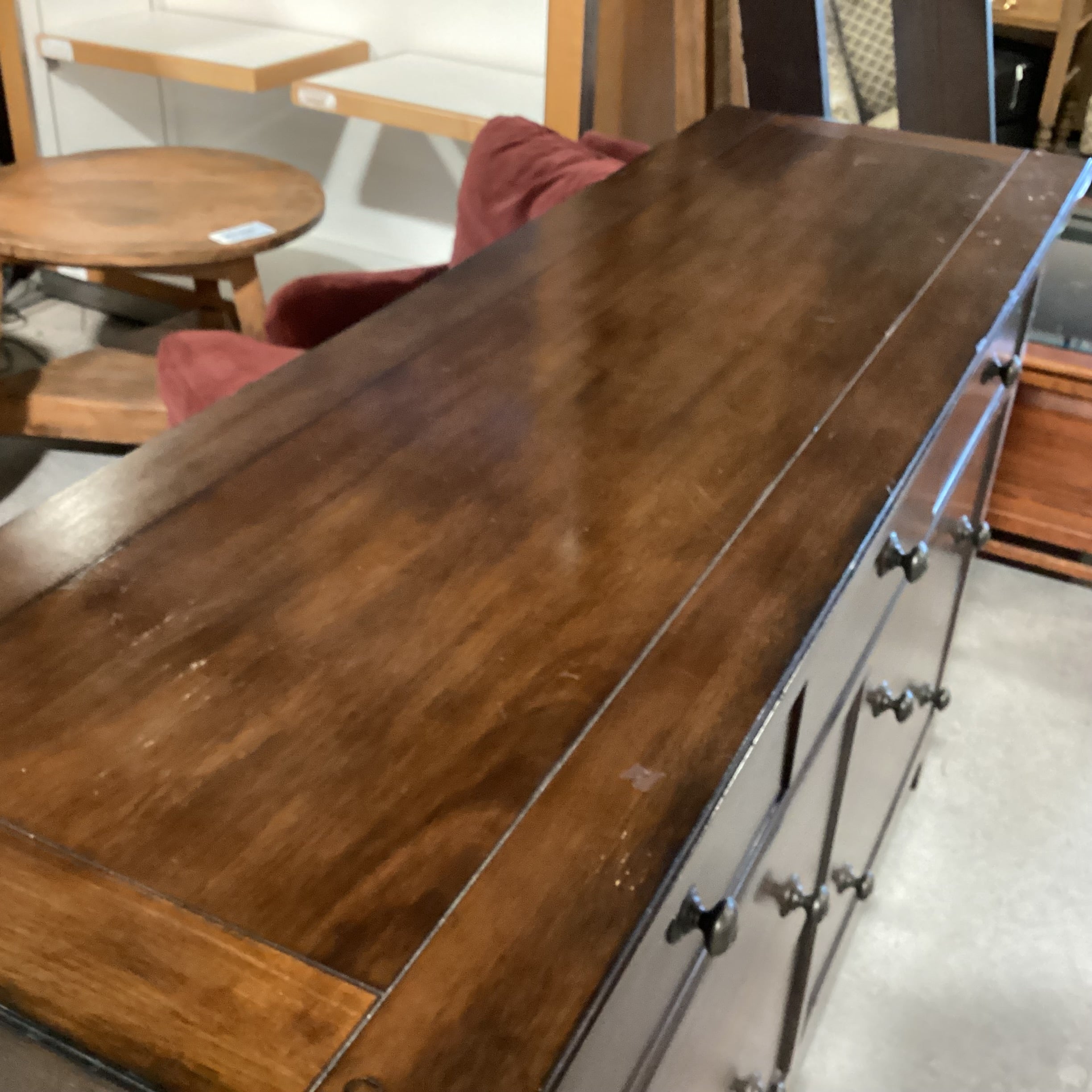 Dark Distressed Wood 7 Drawer Dresser 62"x 19"x 39"