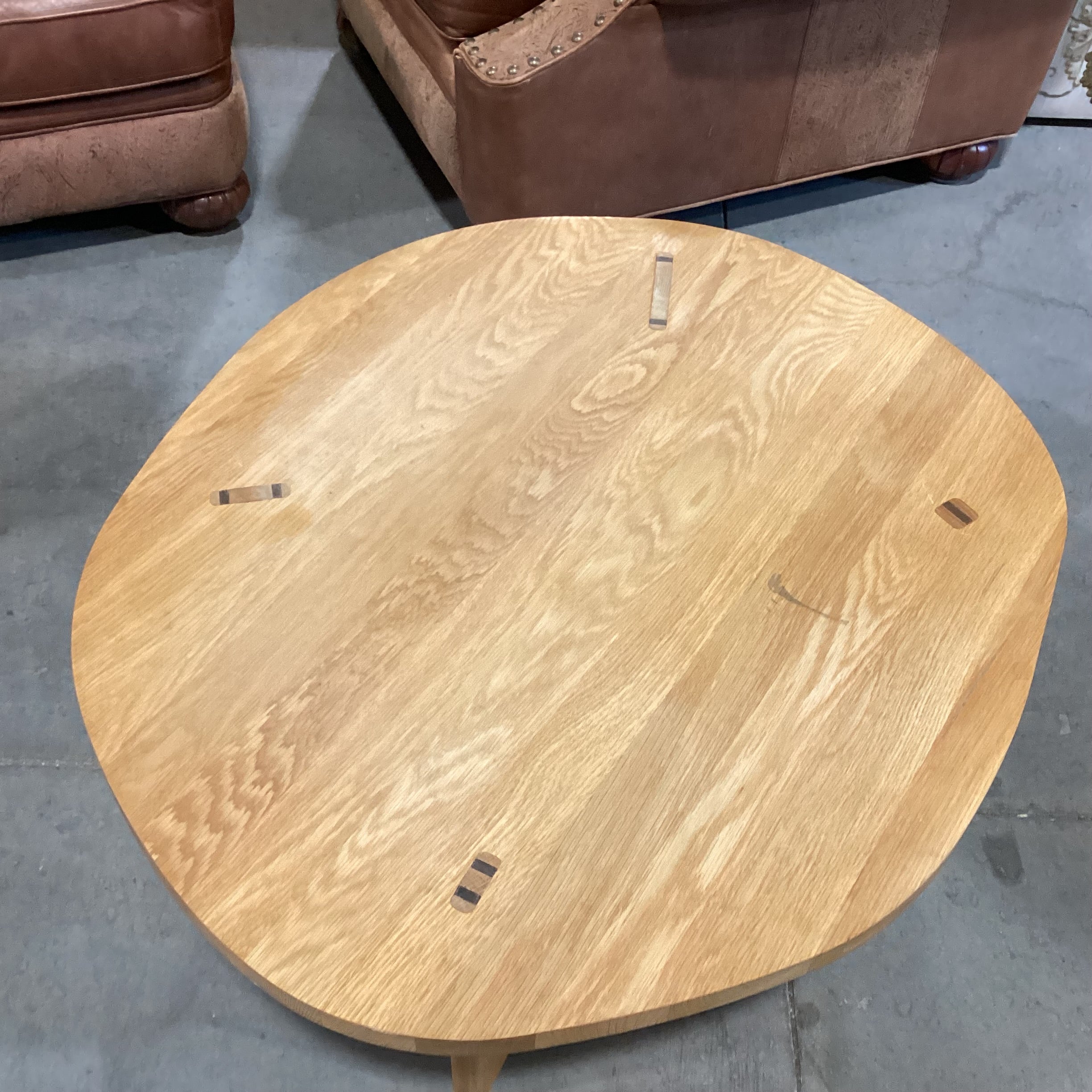 Solid Oak with Leg Knotched Detail Coffee Table 37"x 32"x 15"