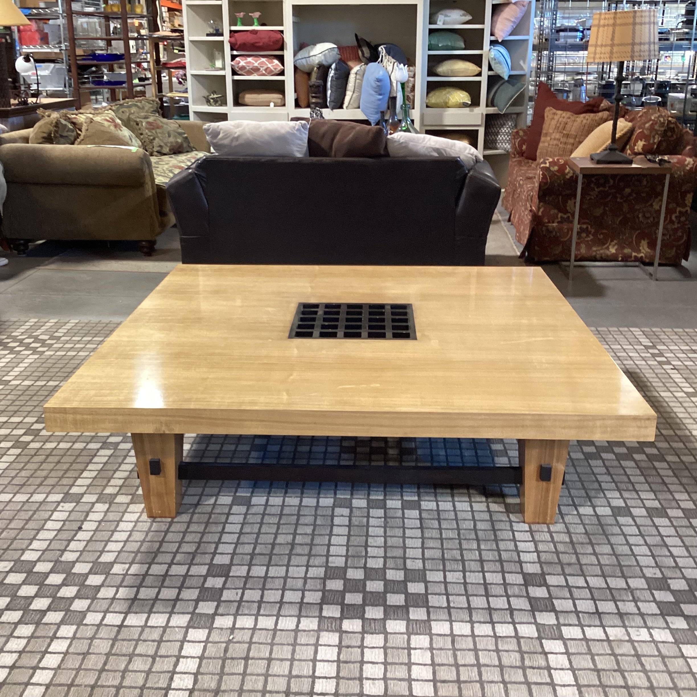 Berman Rosetti 2 Tone Finished Wood with Grid Center Zen Coffee Table 60"x 60"x 16"