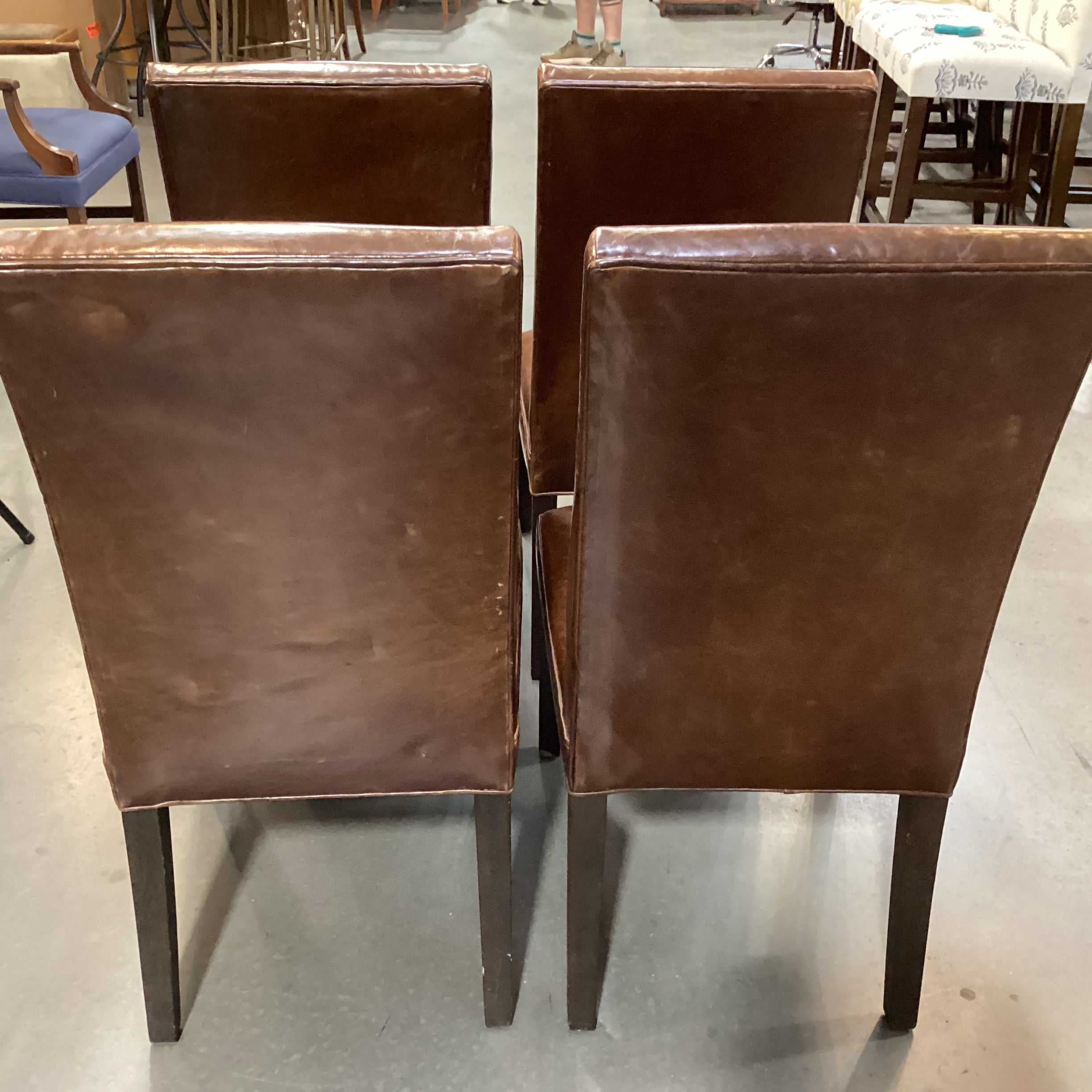 SET of 4 Restoration Hardware Distressed Leather Dining Chairs 21"x 24"x 42"