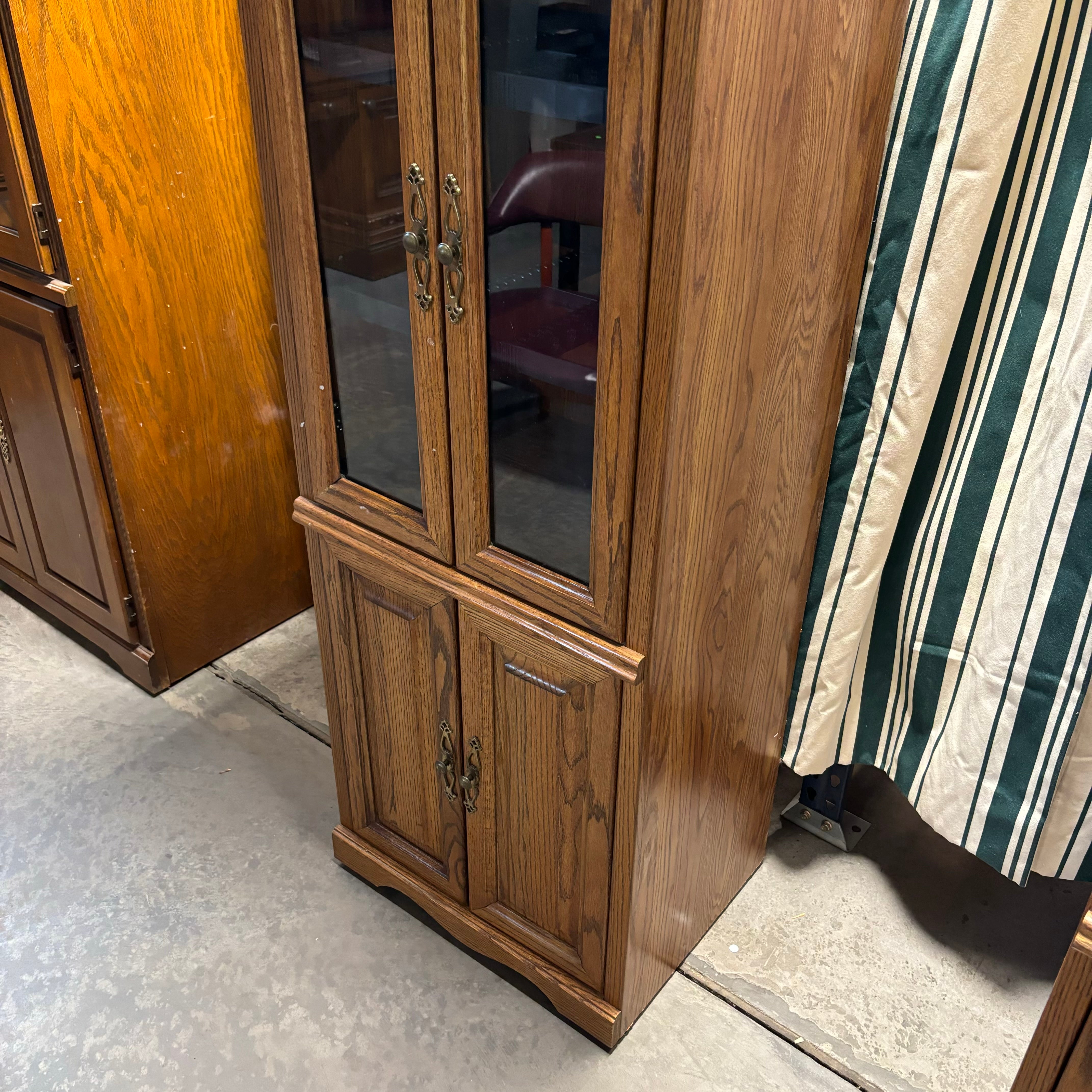 Dark Finish Solid Wood 4 Door with Brass Accents Display Bookcase 22"x 18"x 73"