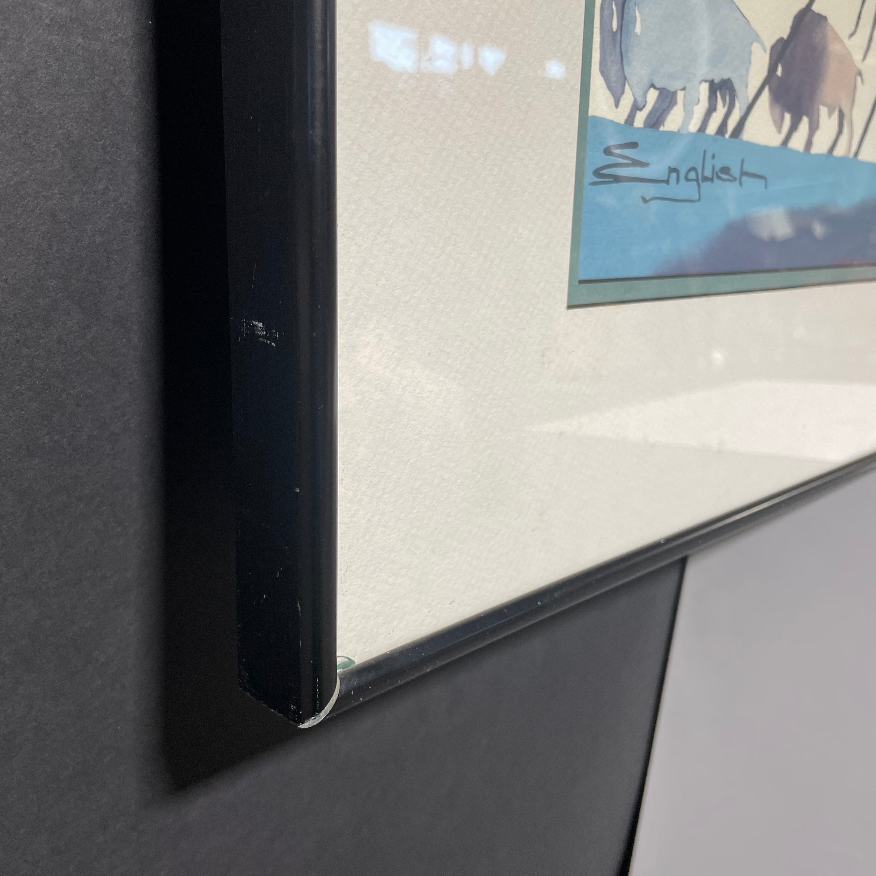 Sam English Signed/Dated "That Meeting" Print In Black Frame 37" x 29"