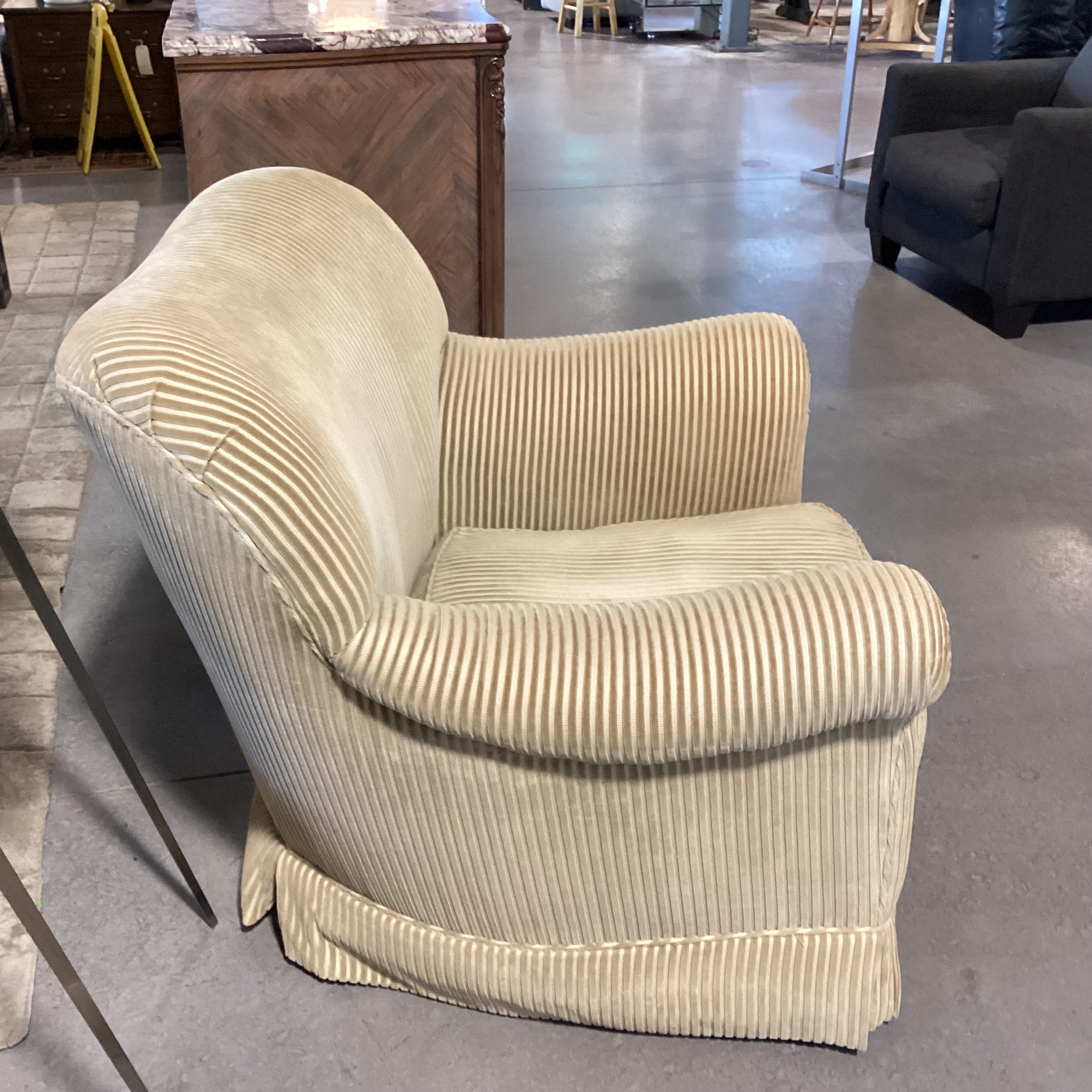 Golden Ribbed Velvet Chair 37"x 34"x 34"