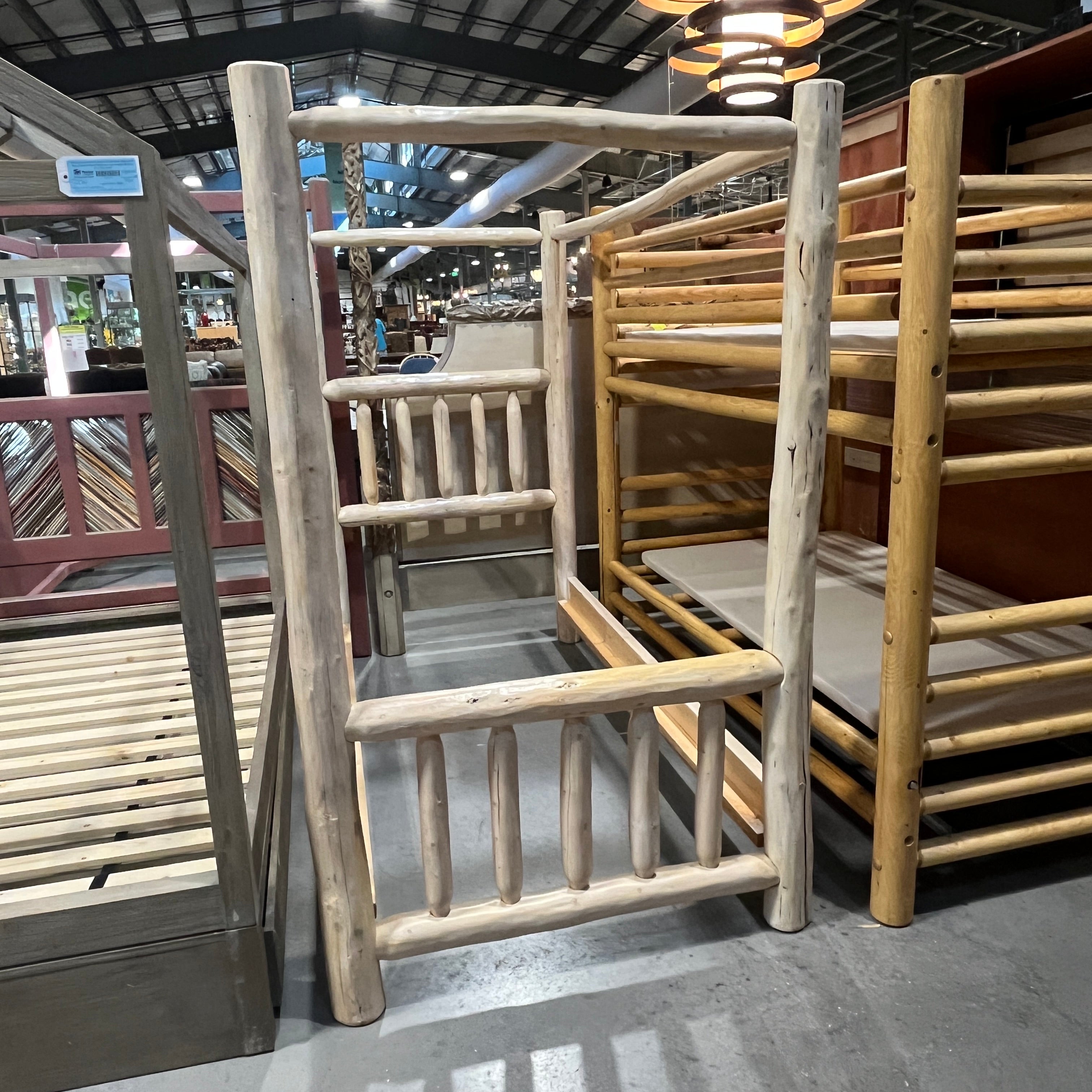 TWIN Solid White Cedar Log Canopy Bed Set 43”x 85”x 72”