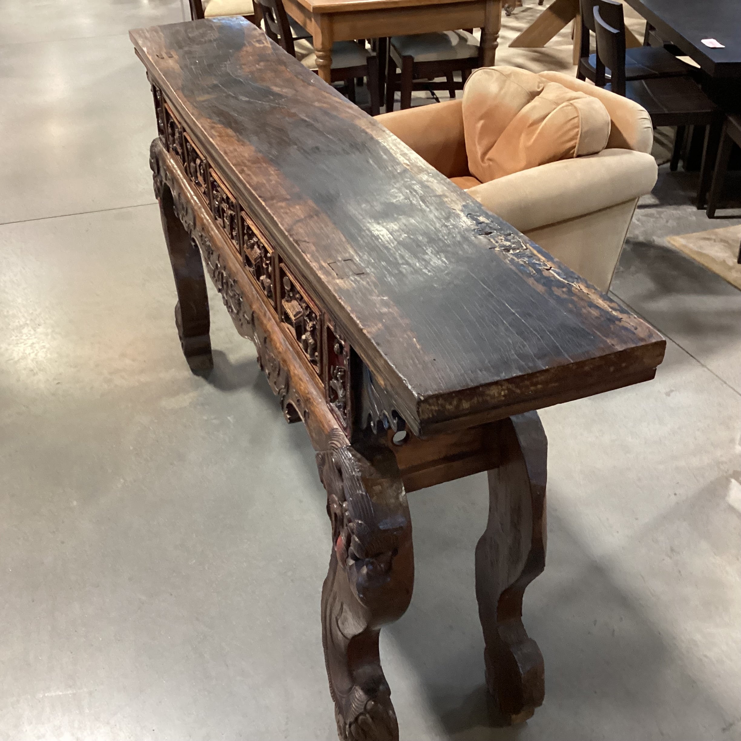 Antique Asian Ornate Carved Alter Console Sofa Table 86.5"x 15"x 42"