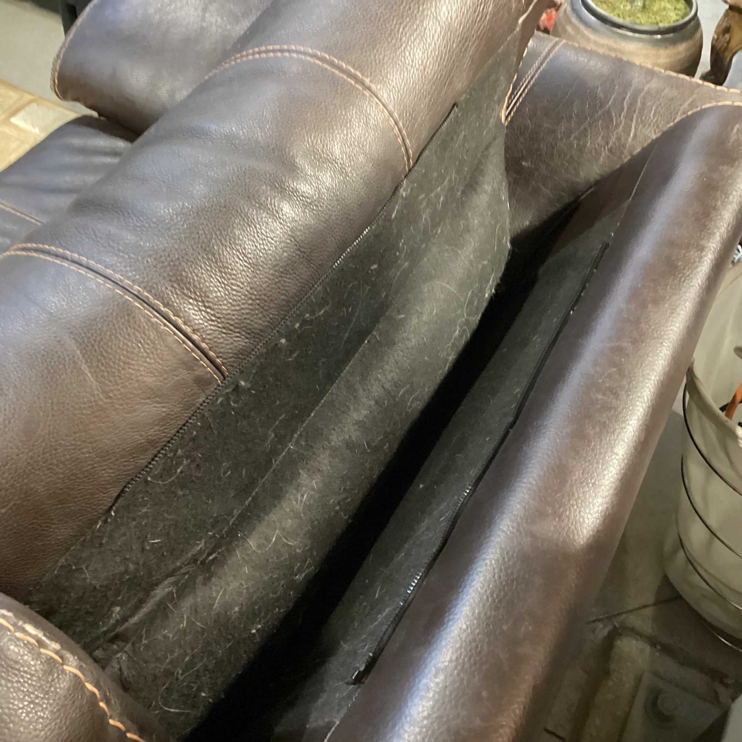 Textured Leather with Stitching Detail Sofa 91"x 41"x 26"