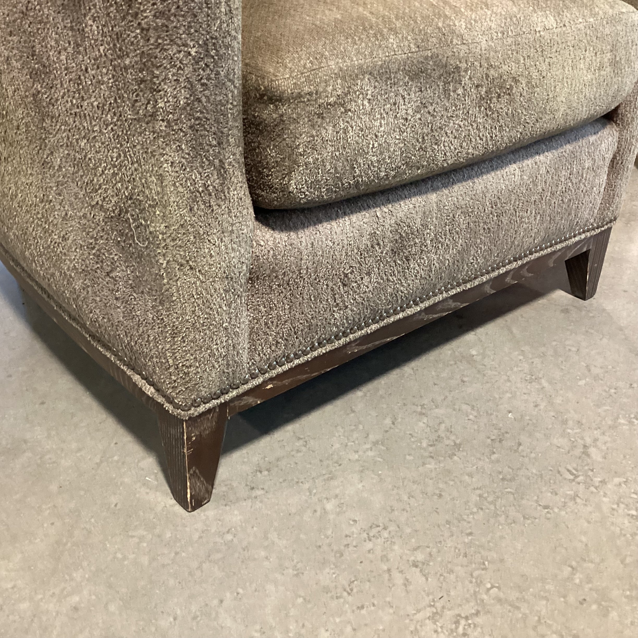 Hickory Chair Taupe Grey Upholstered Nailhead Chair 33"x 36"x 33"