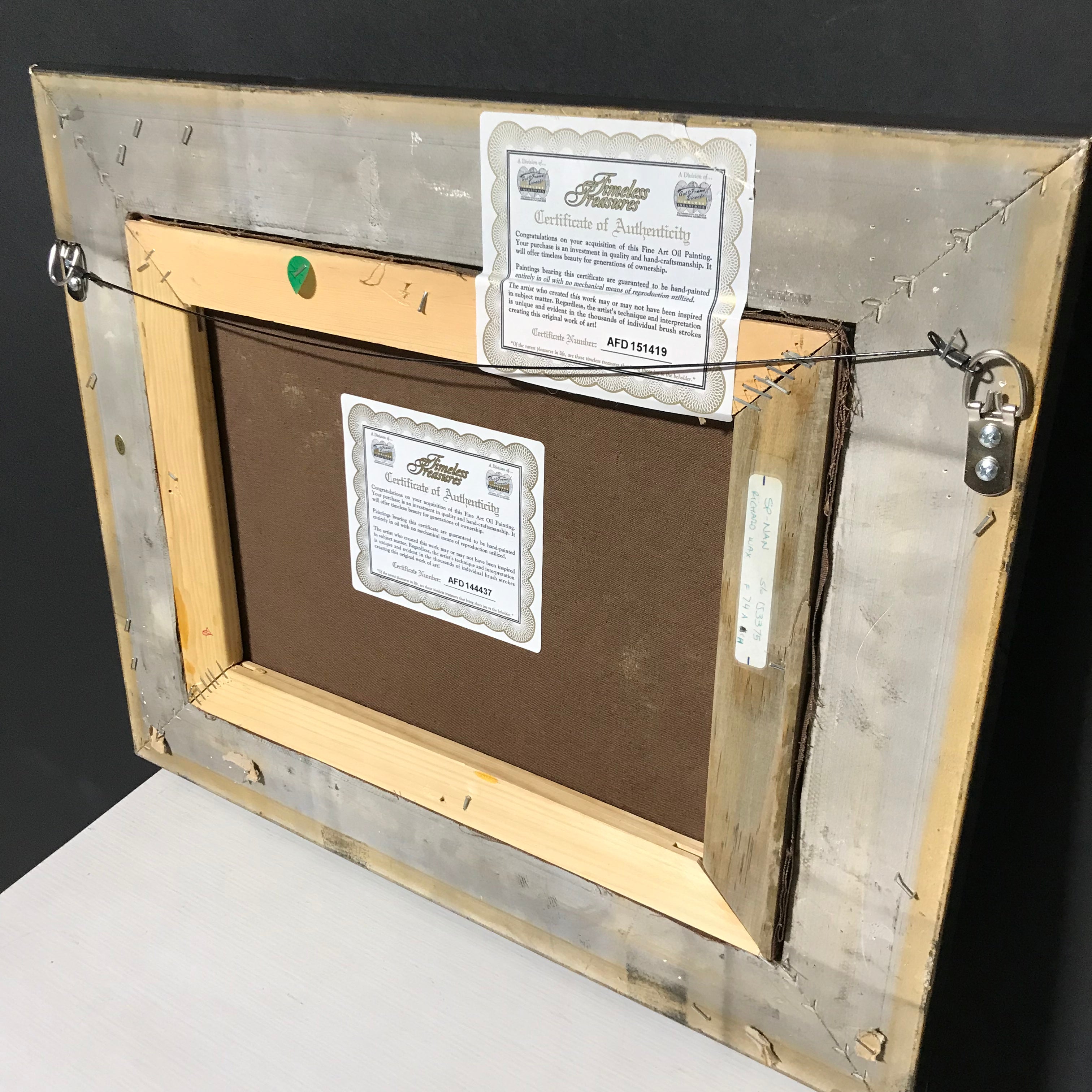 Vintage Race Horse with Jockey Oil on Canvas Framed and Signed Wall Decor 21.5"x 18"