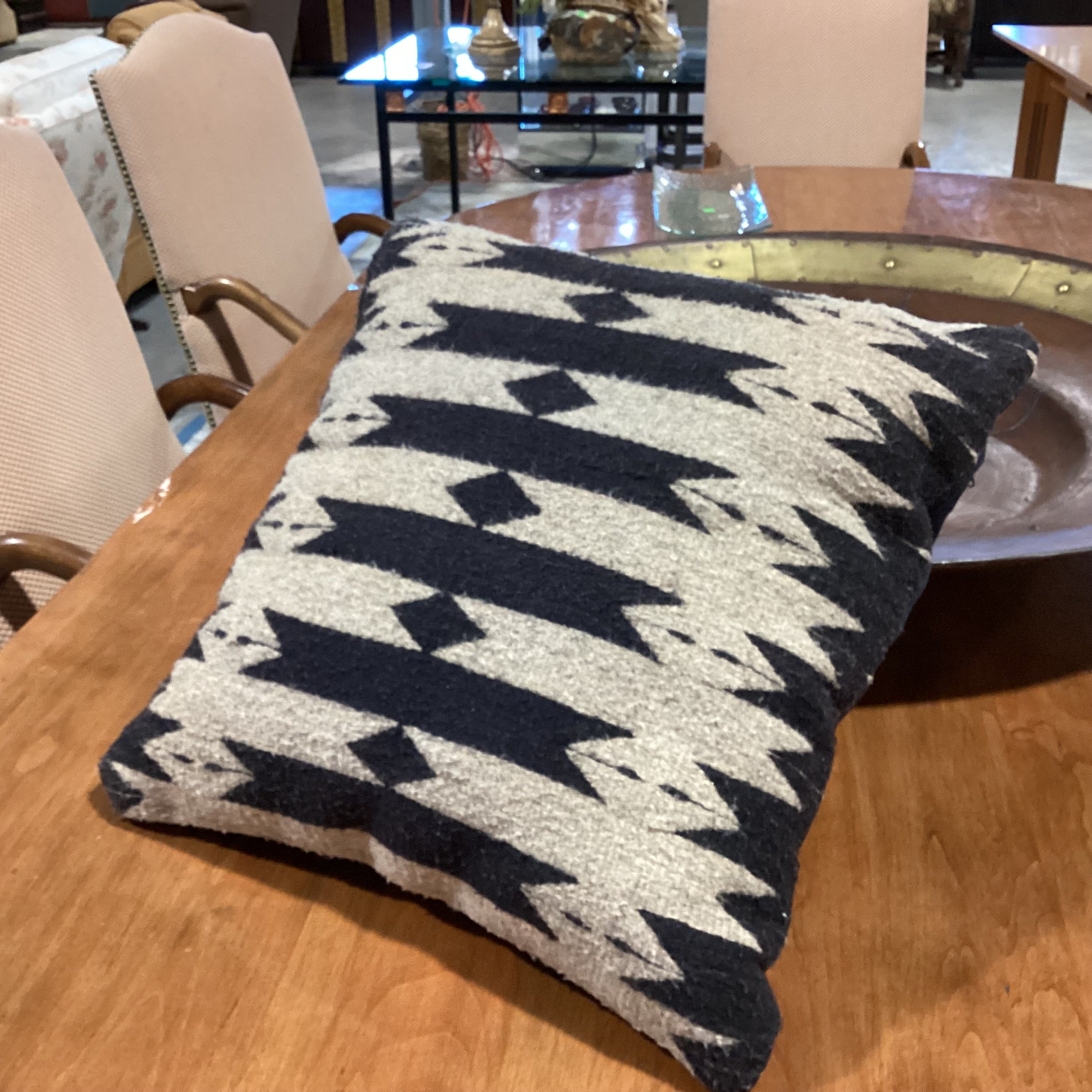Native American Black & Tan Hand Woven Wool Accent Pillow 20"x 20"