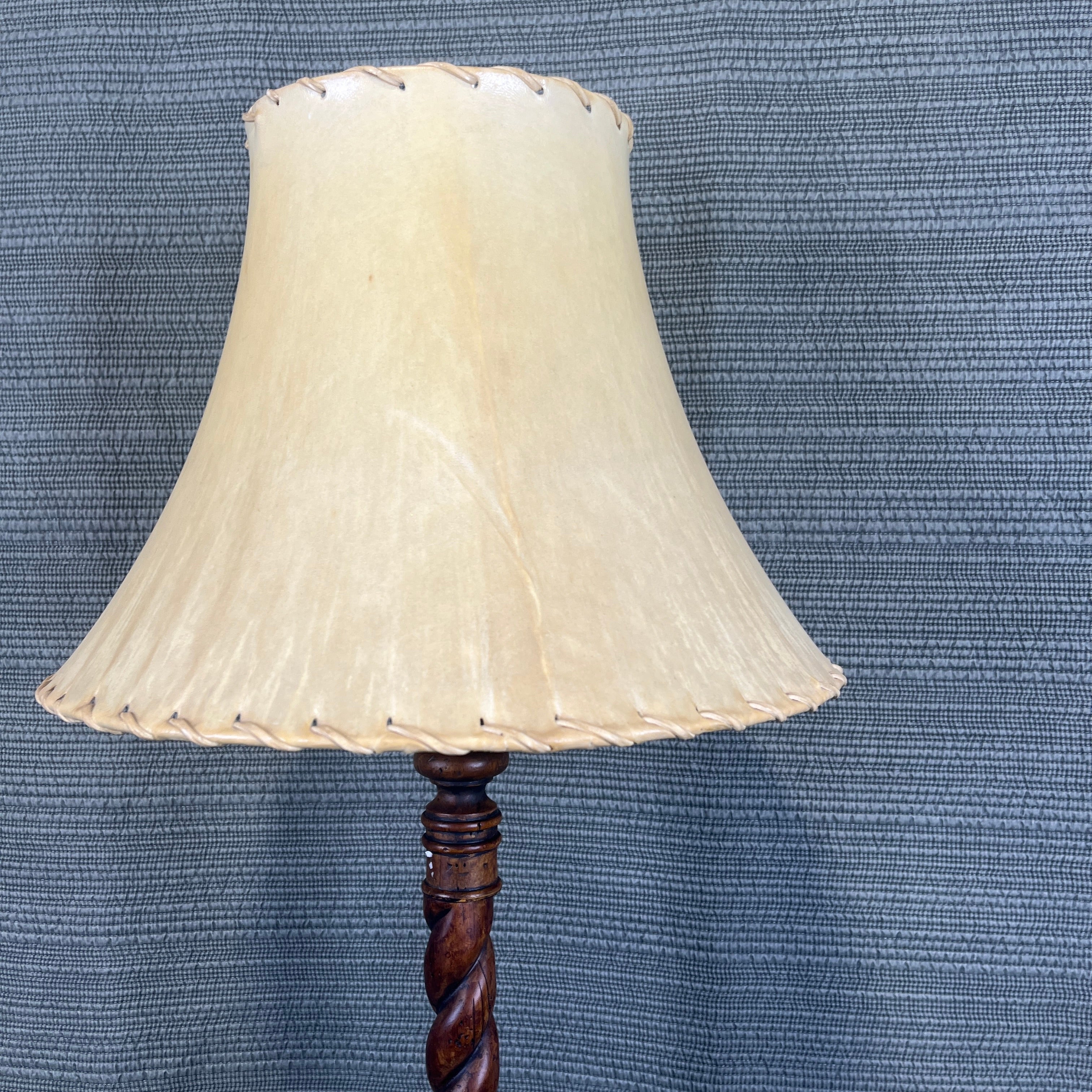 Currey and CO Crescendo Medium Finish Wood Barley Twist with Hyde Shade Floor Lamp 16" Diameter @ Shade x 59"