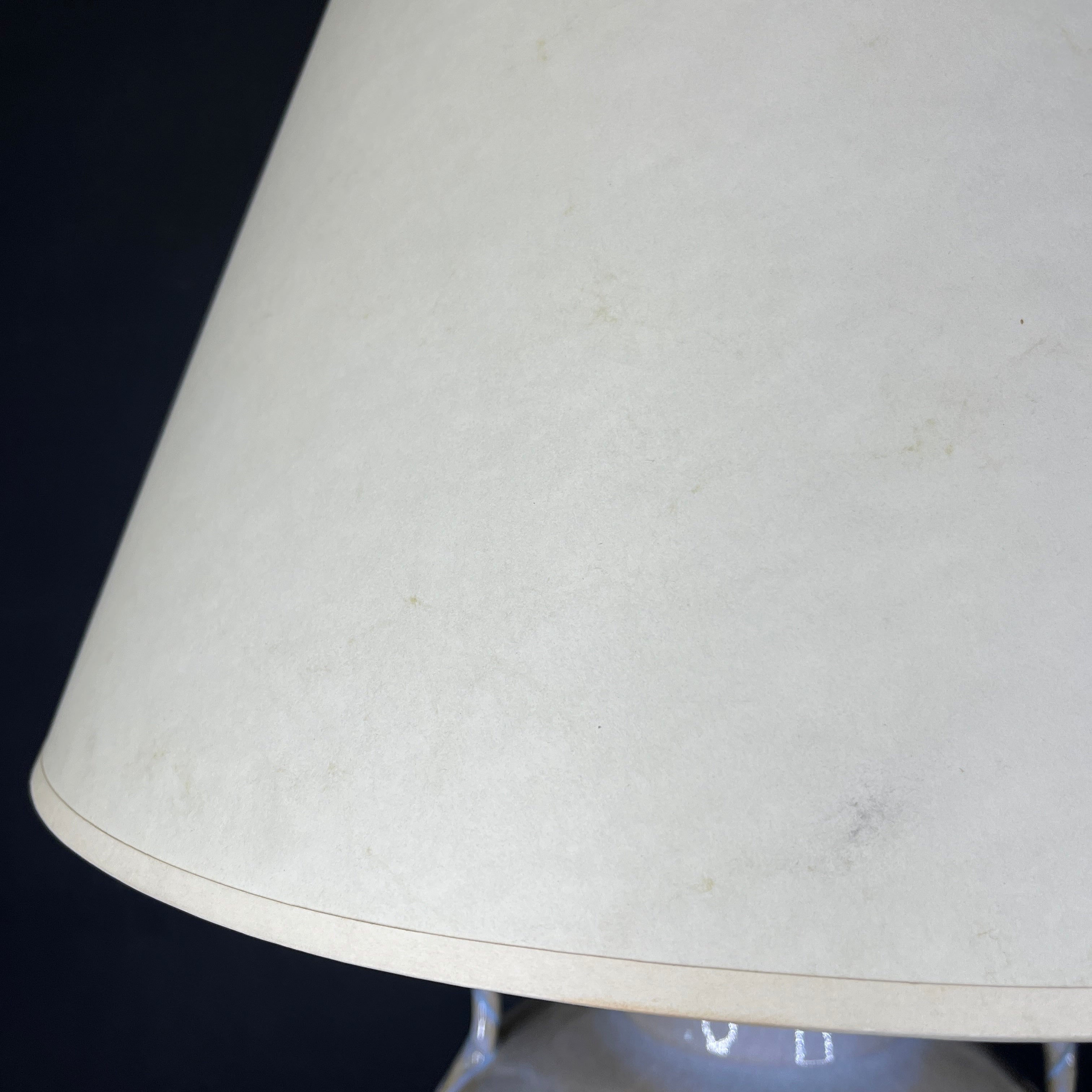 Cream iridescent Braided Handle Pottery with Shade Table Lamp 17” Diameter @ Shade x 28”