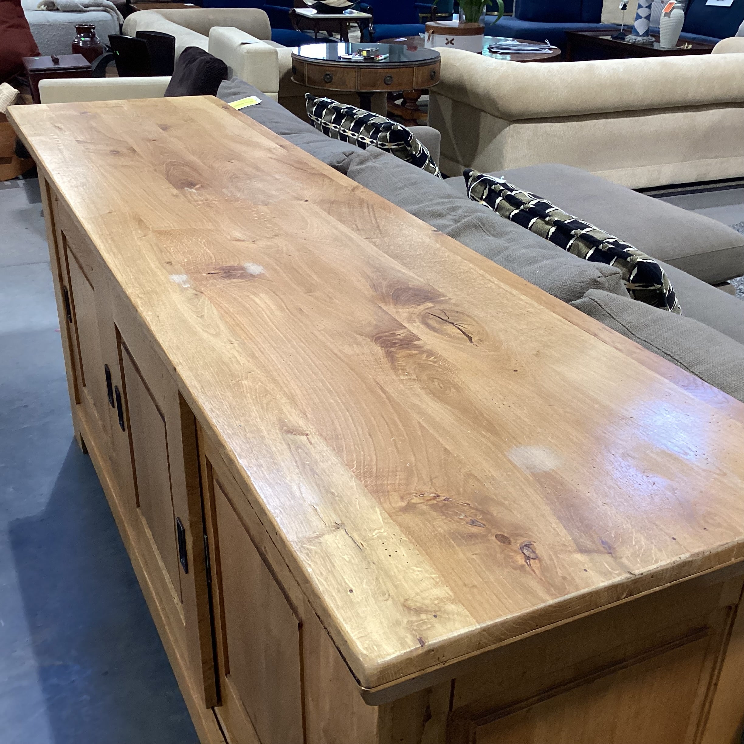 Williams Sonoma Solid French Oak 3 Sliding Doors Shelves & 2 Drawers Mendocino Sideboard 81"x 21.5"x 36.5"