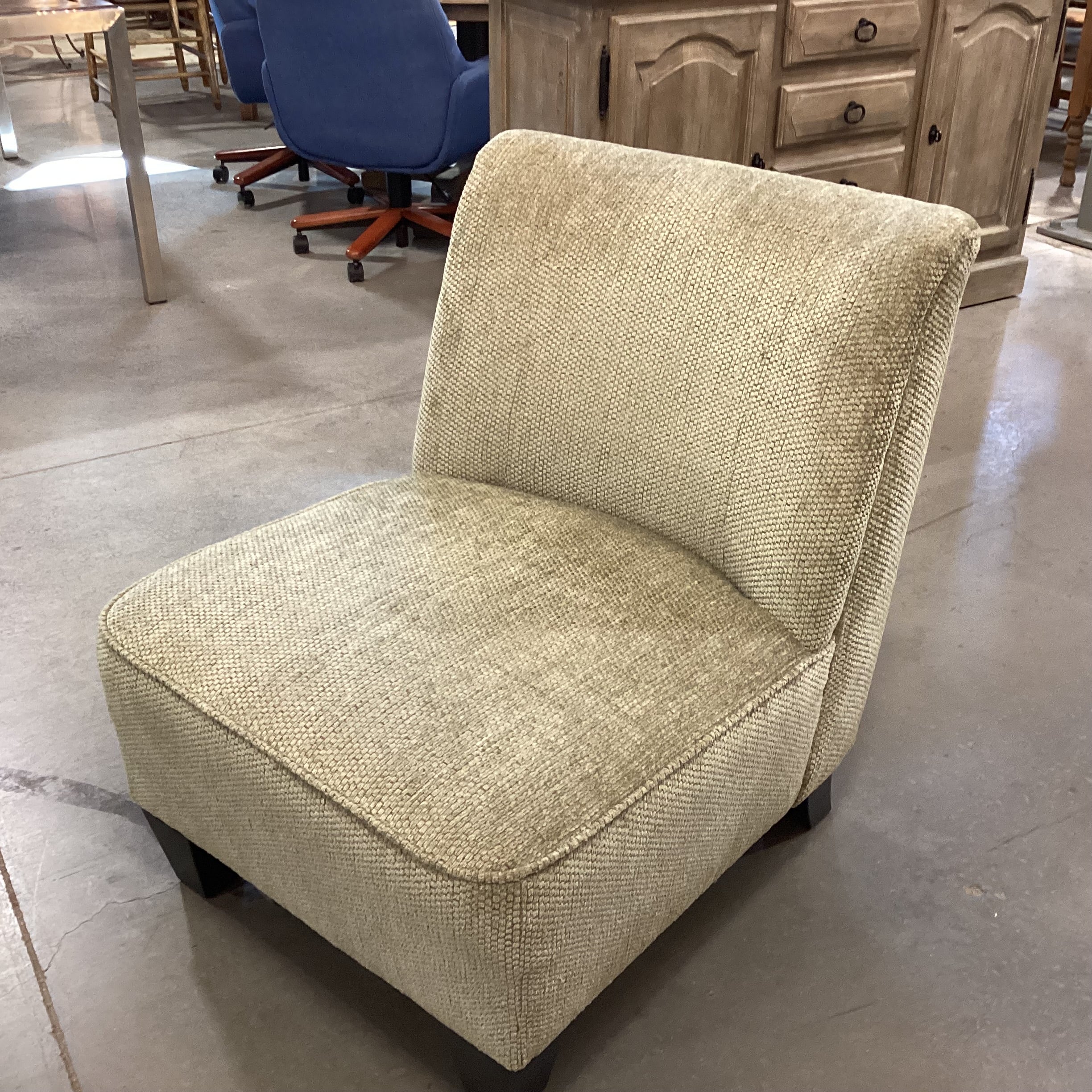 Light Sage Chenille Woven Slipper Style Chair 28"x 36"x 33"