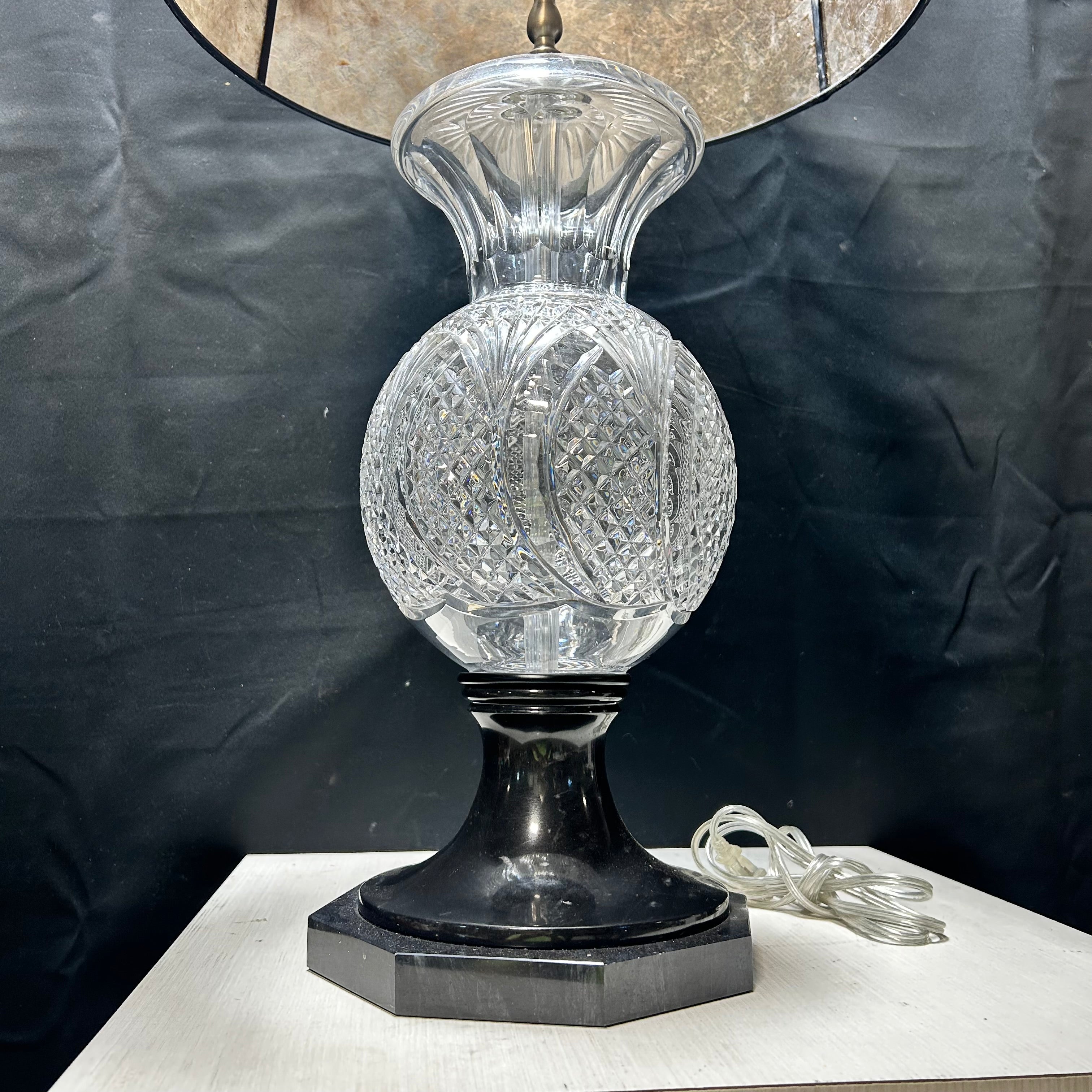 Waterford Crystal Black Onyx Table Lamp 8.5"x 33"