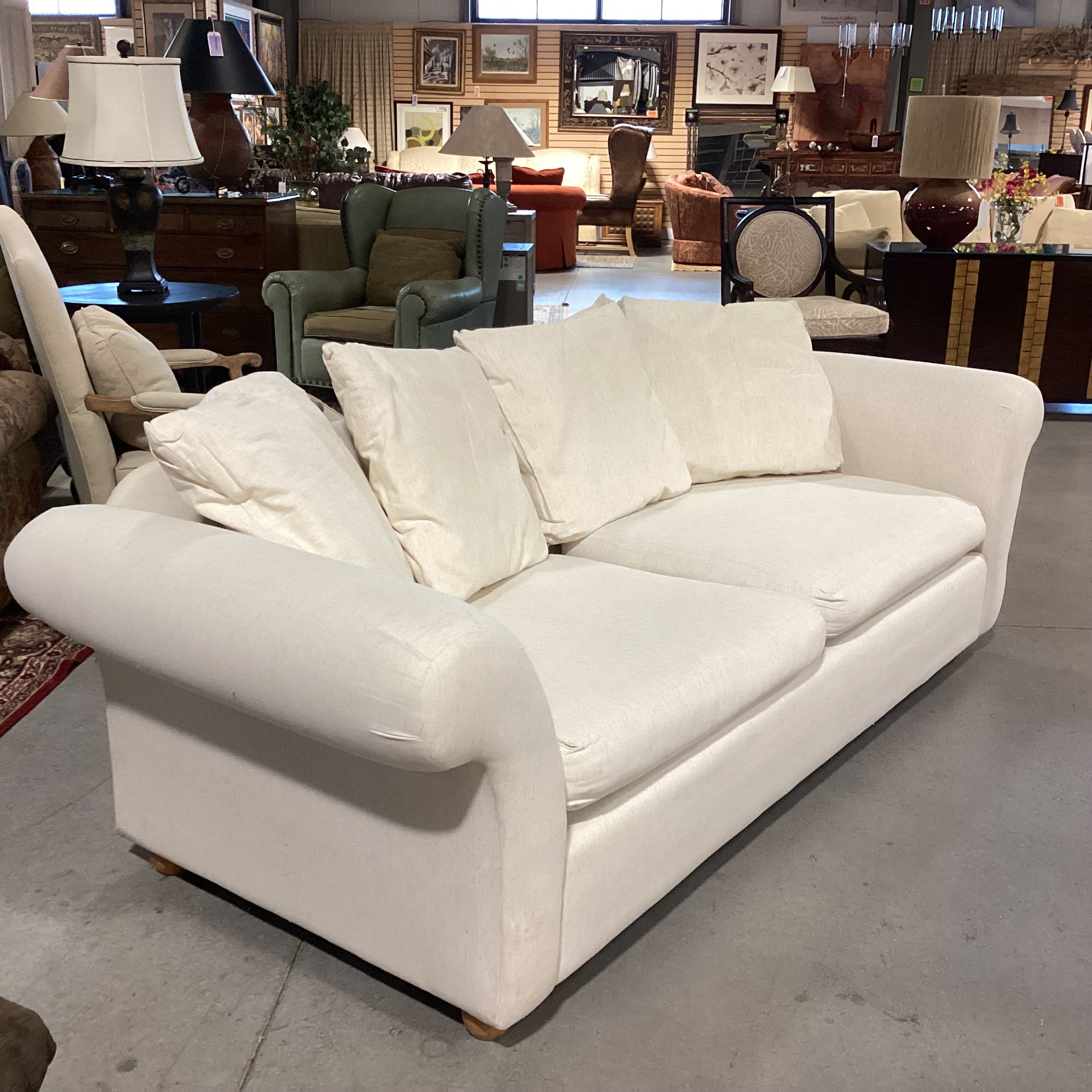 Pottery Barn Natural Slipcovered Shell Sofa 96"x 37"x 30"