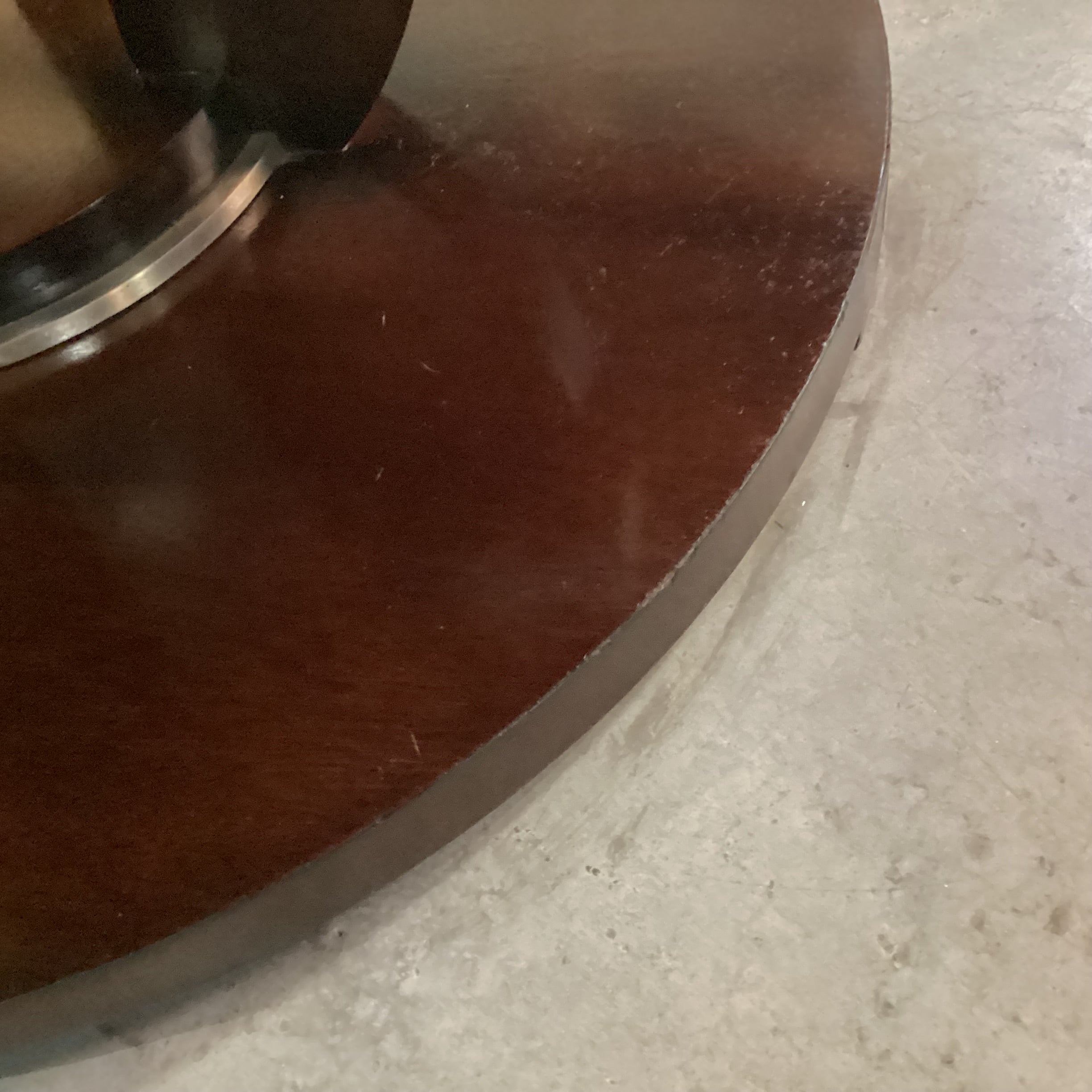 Ribbon Mahogany with Pedestal Round Dining Table 68" Diameter x 30"