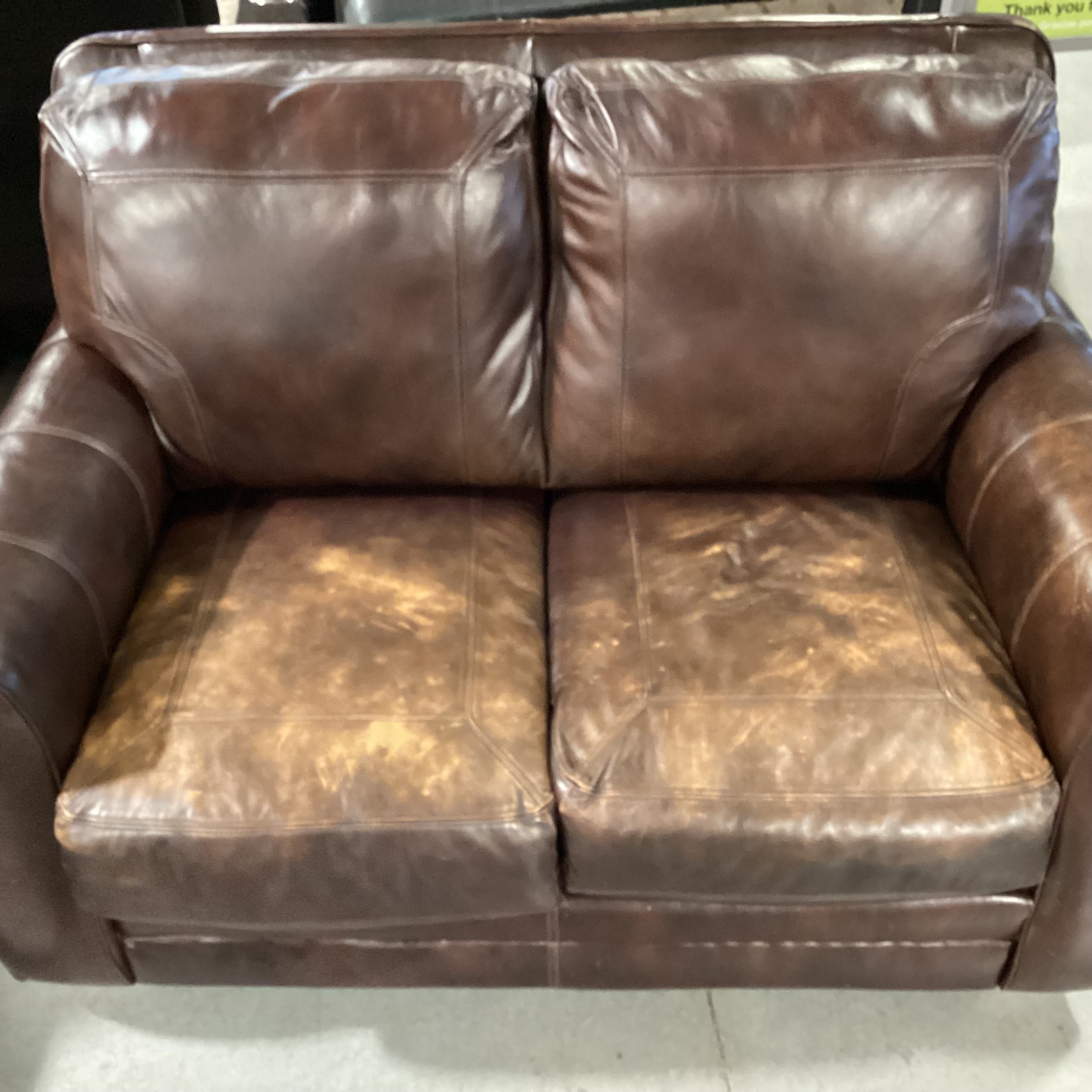 Brown Leather Loveseat Sofa 62"x 36"x 37"