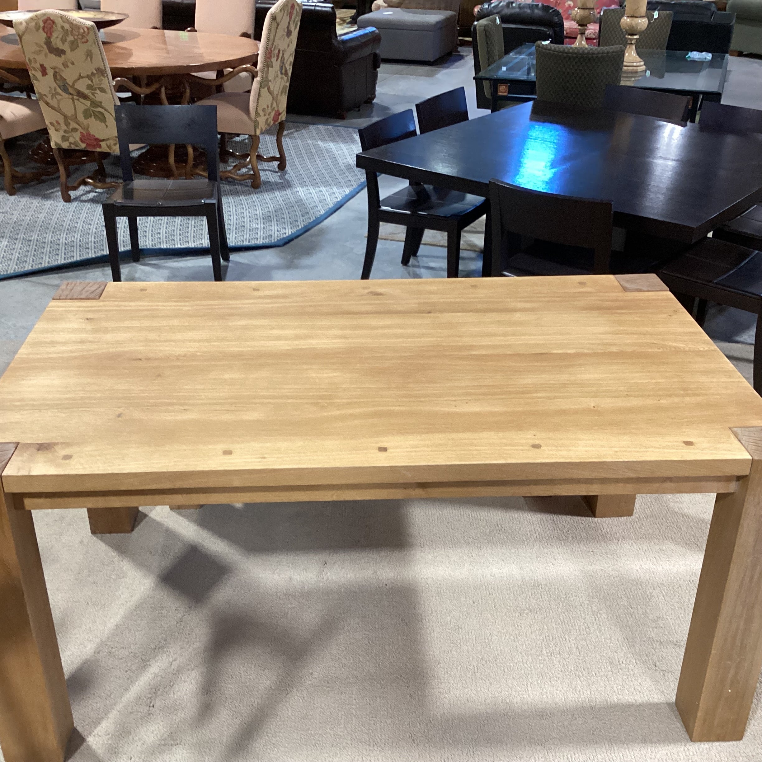 Crate & Barrel Ylifanti Rustic Solid Oak Table with Bench Dining Set 65"x 38"x 30.5"