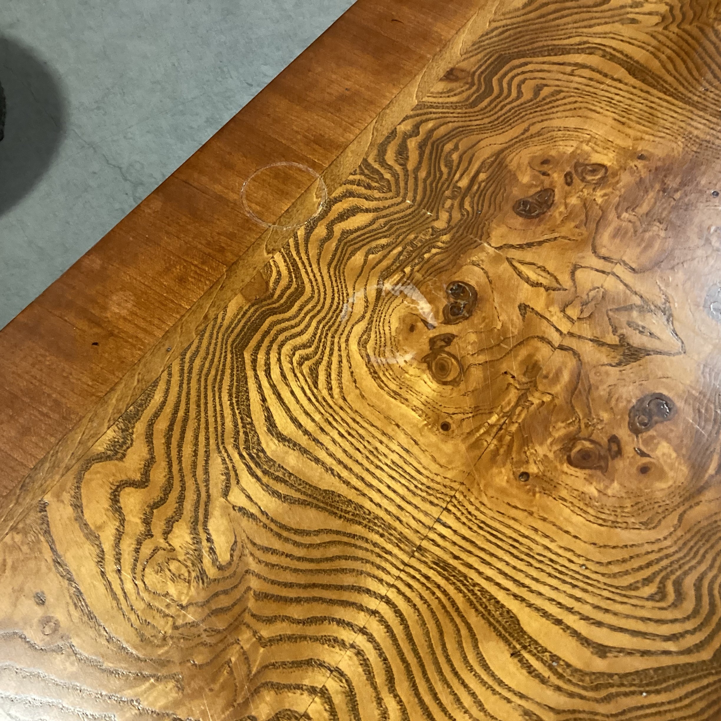 Aspen Home Burl Veneer & Carved Wood Sofa Table 53.5"x 18"x 30"