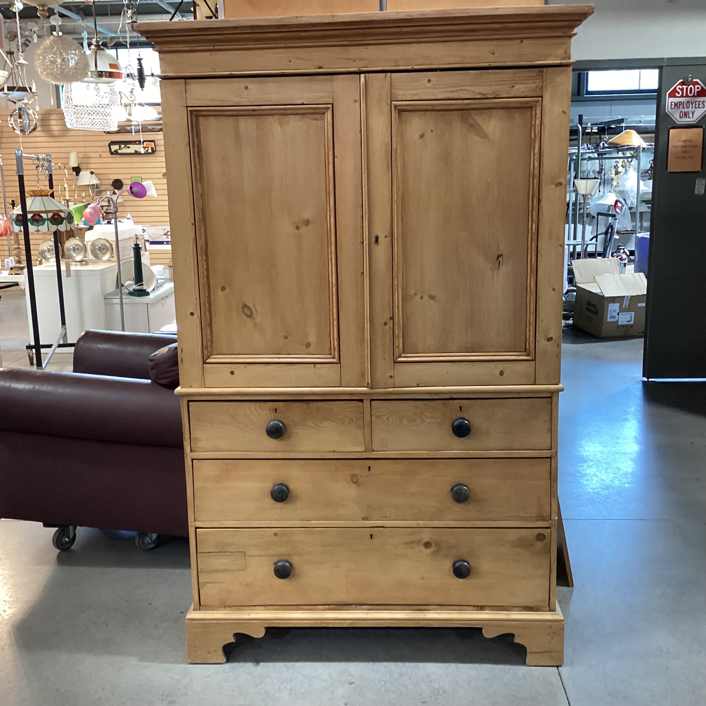 Pine 2 Door 4 Drawer Armoire 49"x 20"x 76"
